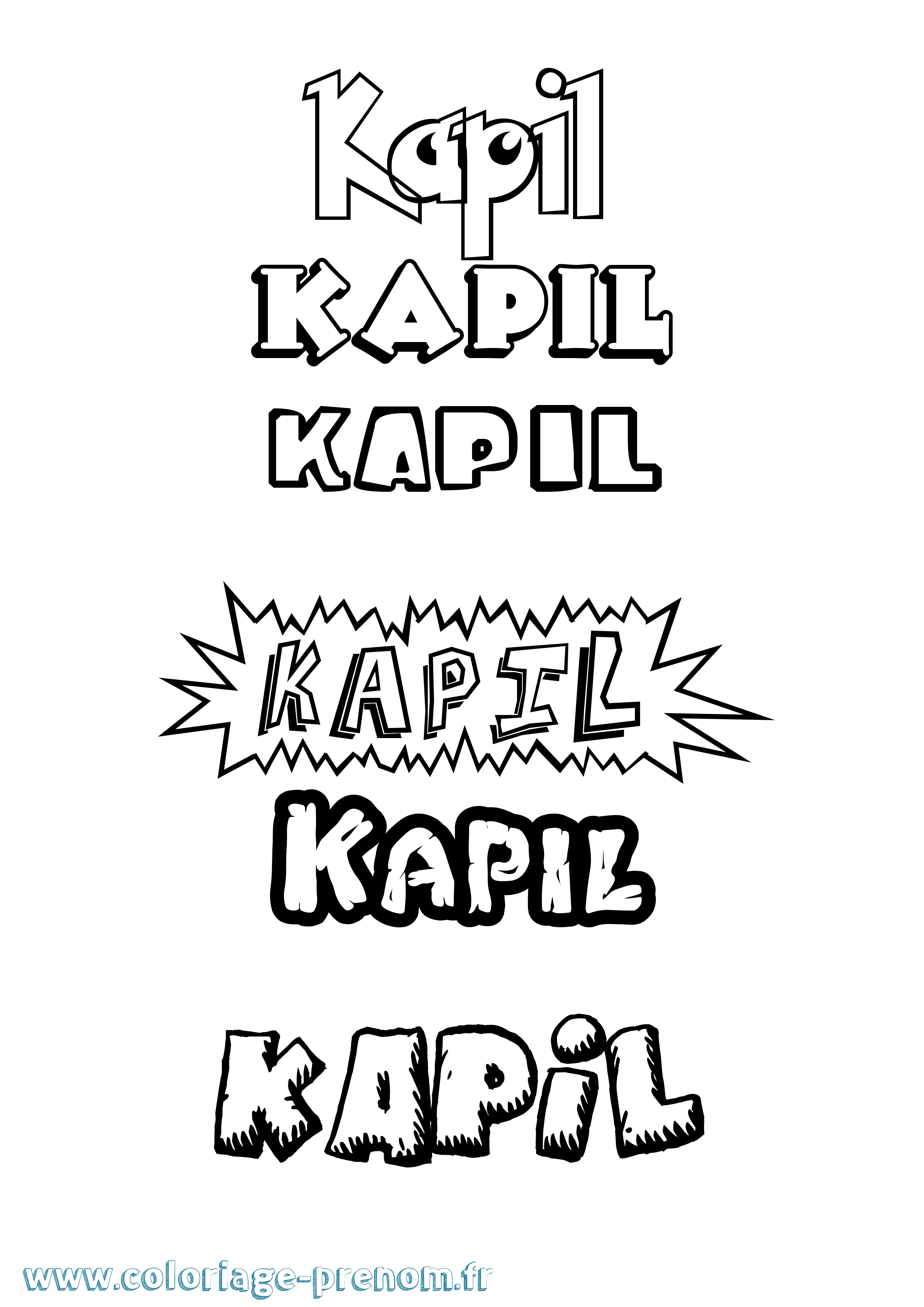 Coloriage Kapil Dessin Animé Coloriage prénom Kapil Dessin Animé