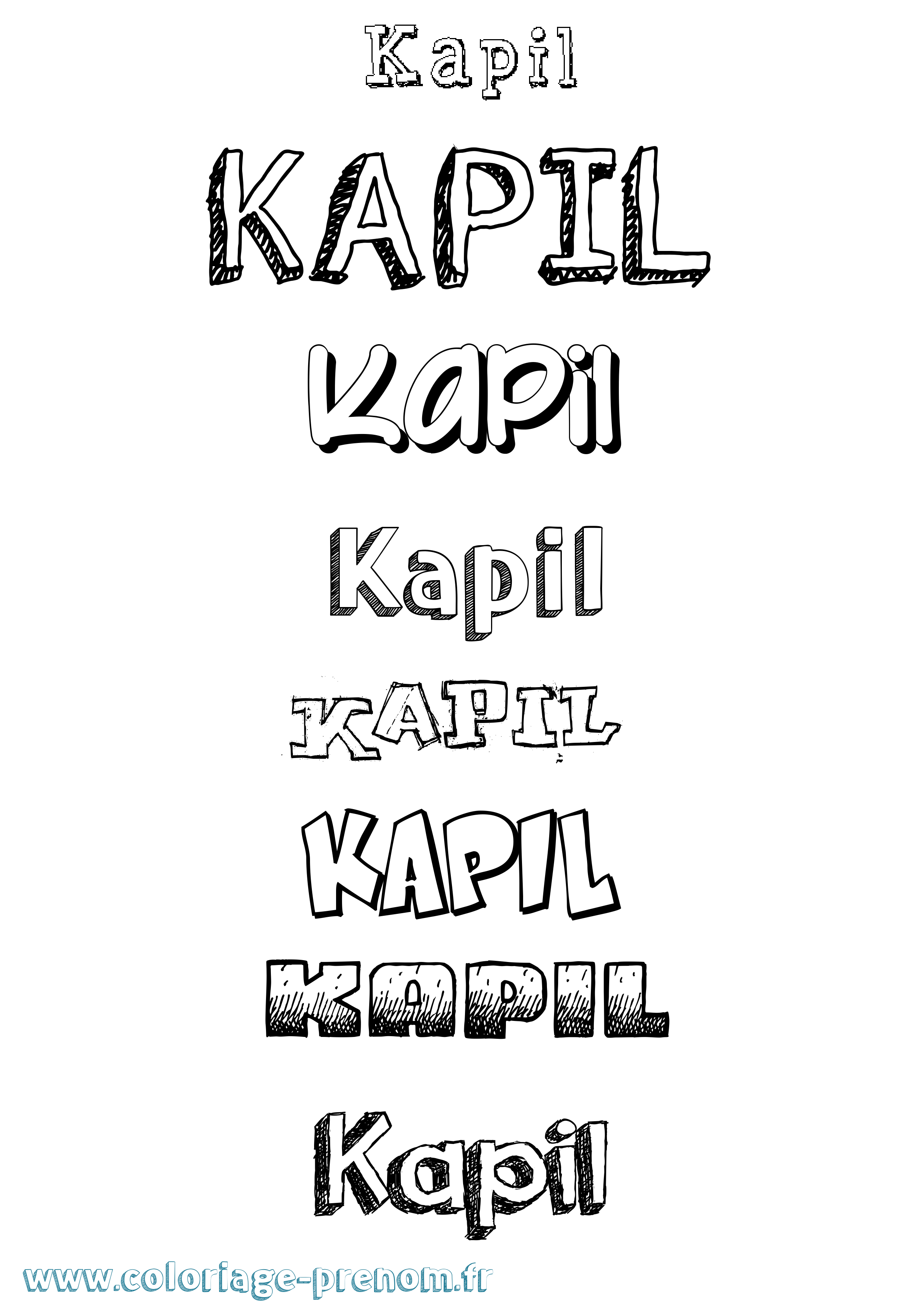 Coloriage Kapil Dessiné Coloriage prénom Kapil Dessiné