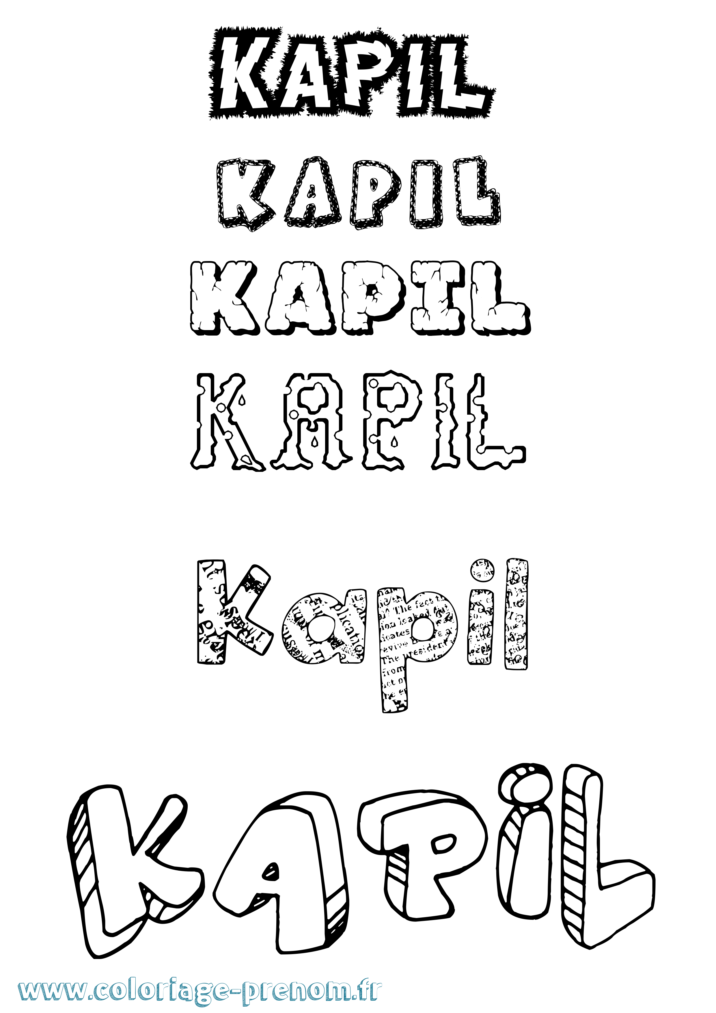 Coloriage Kapil Destructuré Coloriage prénom Kapil Destructuré