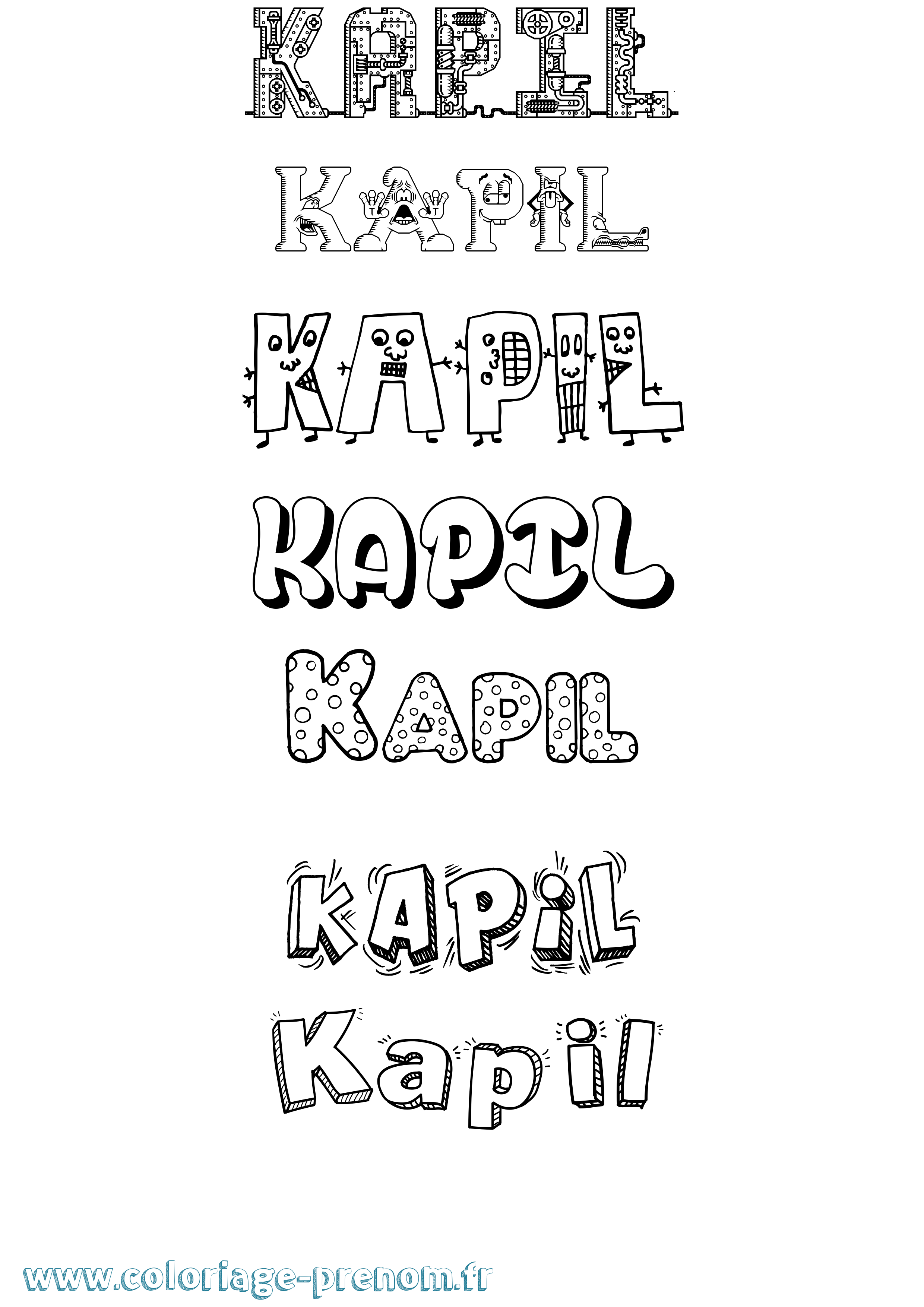 Coloriage Kapil Fun Coloriage prénom Kapil Fun