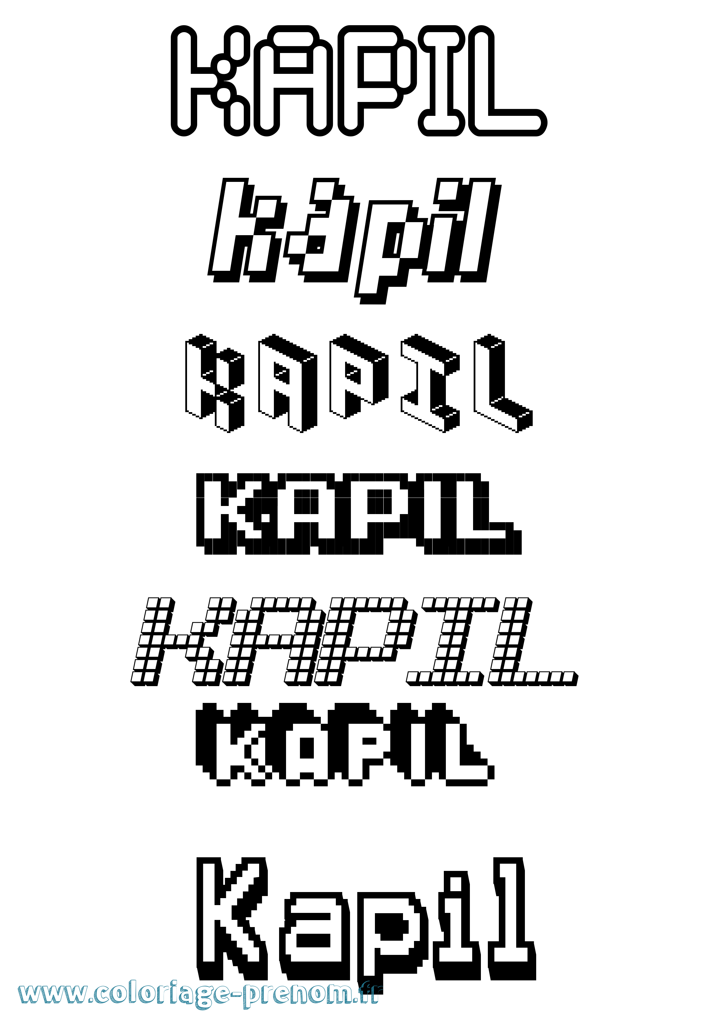 Coloriage Kapil Pixel Coloriage prénom Kapil Pixel