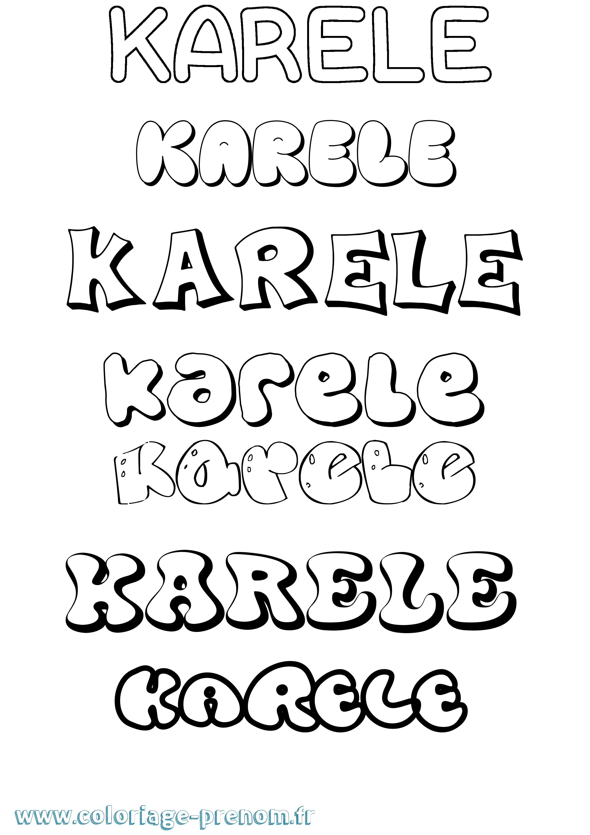 Coloriage Karele Bubble Coloriage prénom Karele Bubble