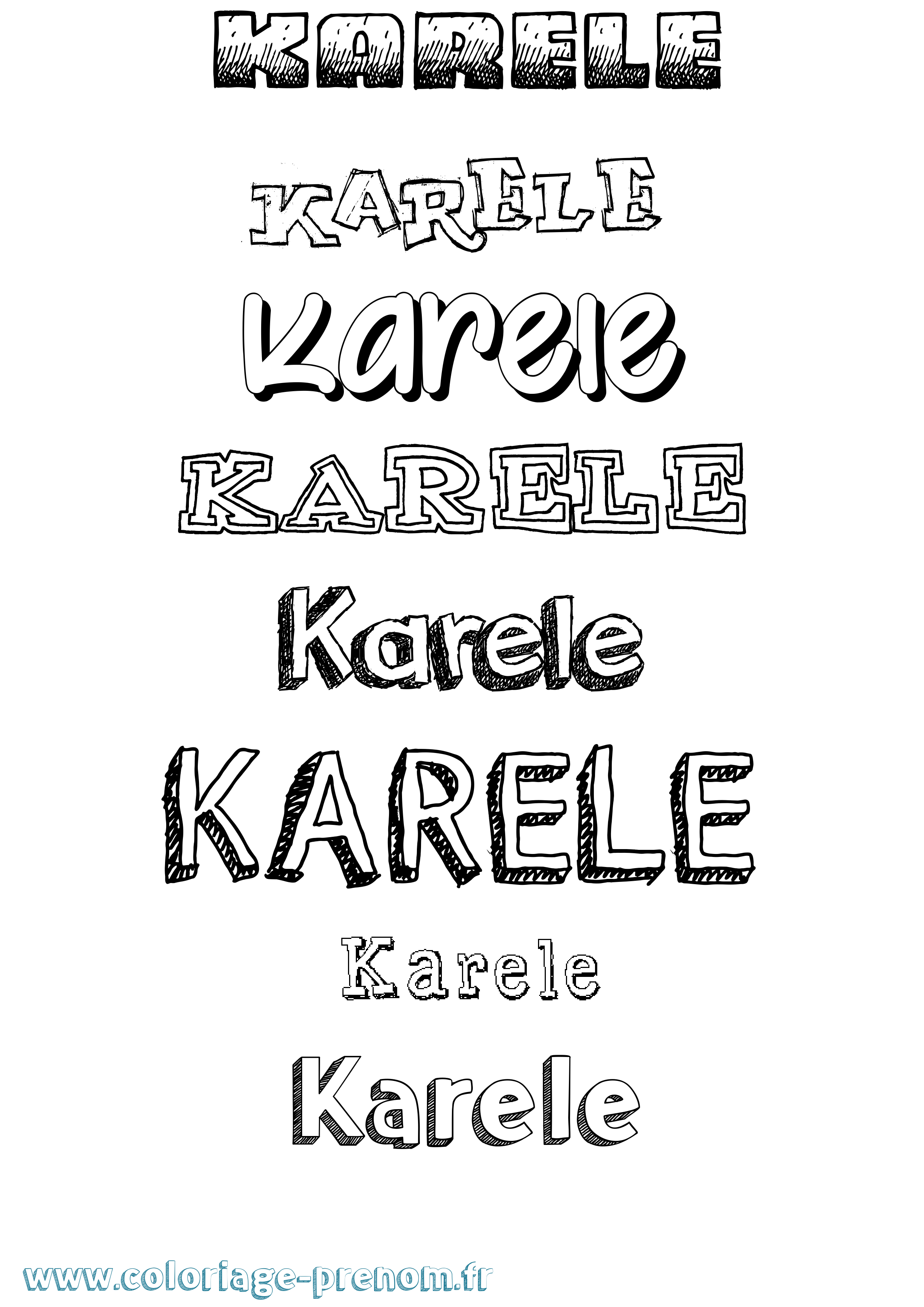Coloriage Karele Dessiné Coloriage prénom Karele Dessiné