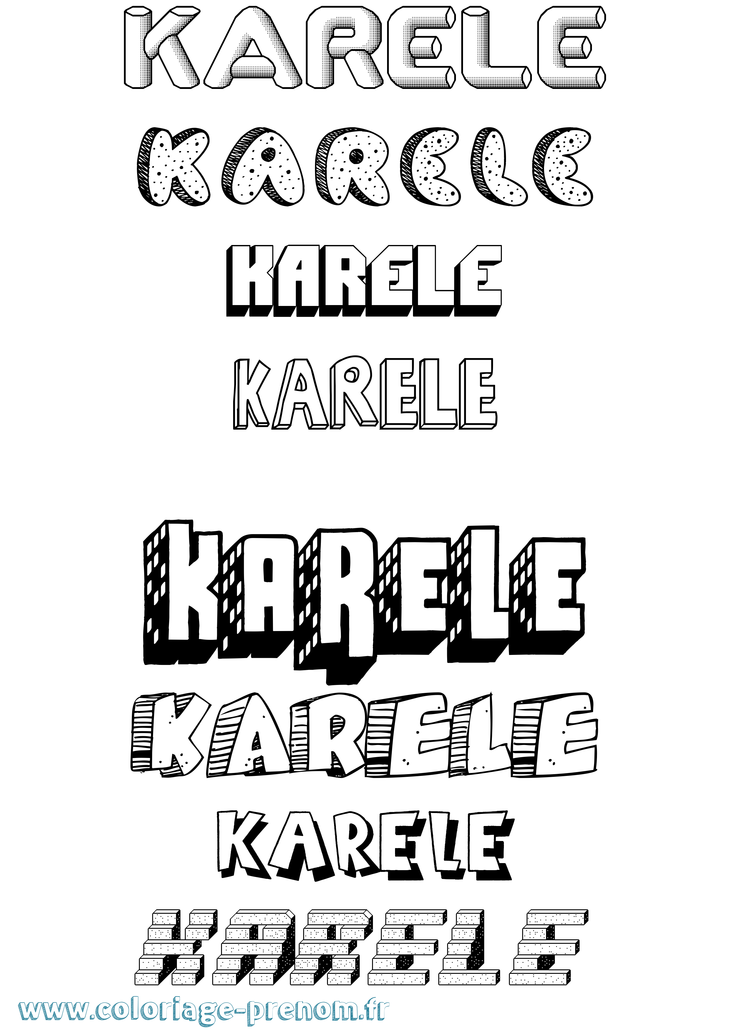 Coloriage Karele Effet 3D Coloriage prénom Karele Effet 3D