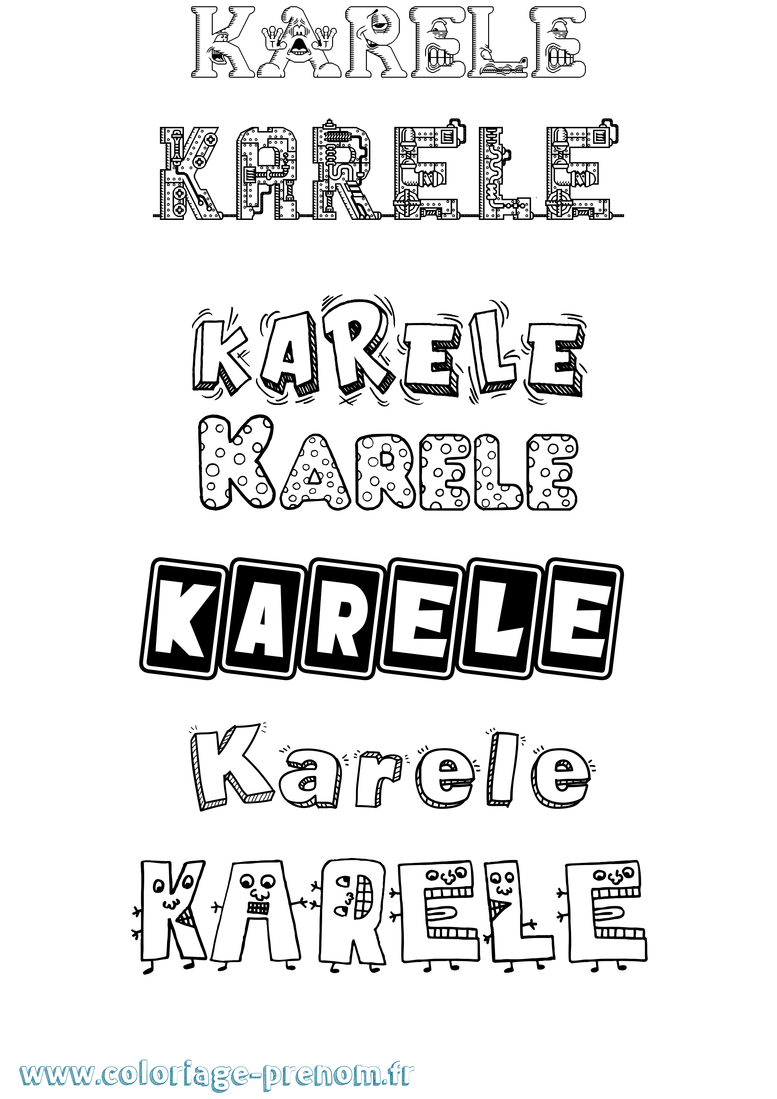 Coloriage Karele Fun Coloriage prénom Karele Fun