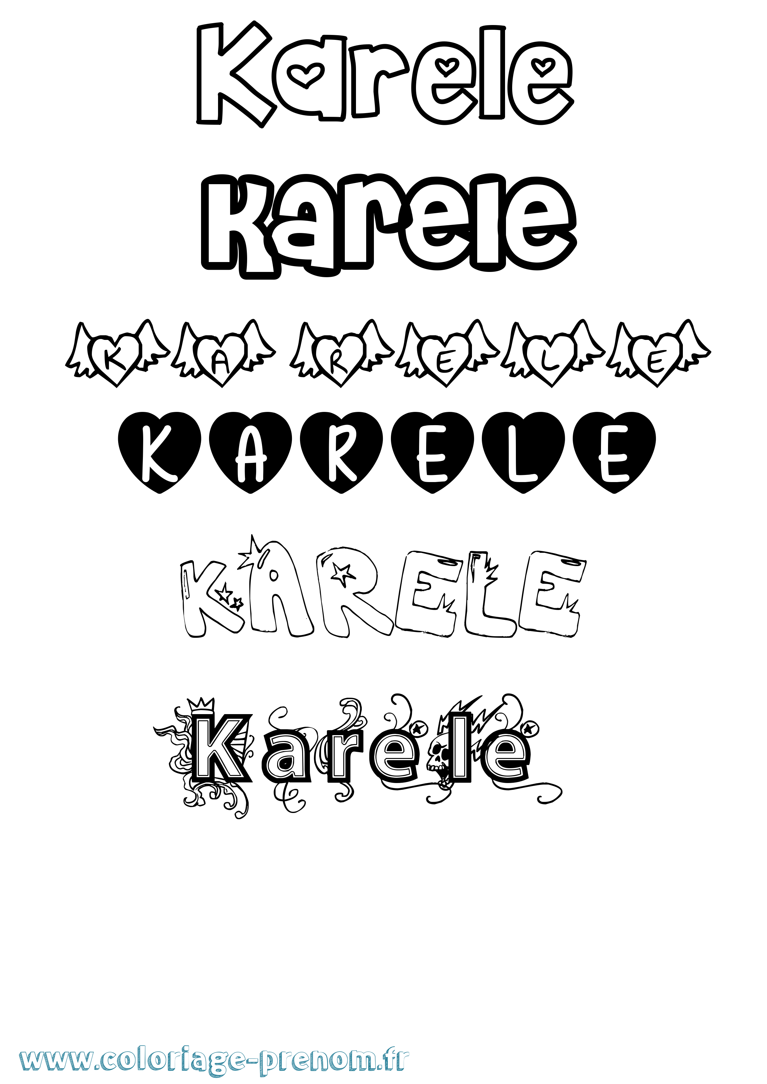 Coloriage Karele Girly Coloriage prénom Karele Girly