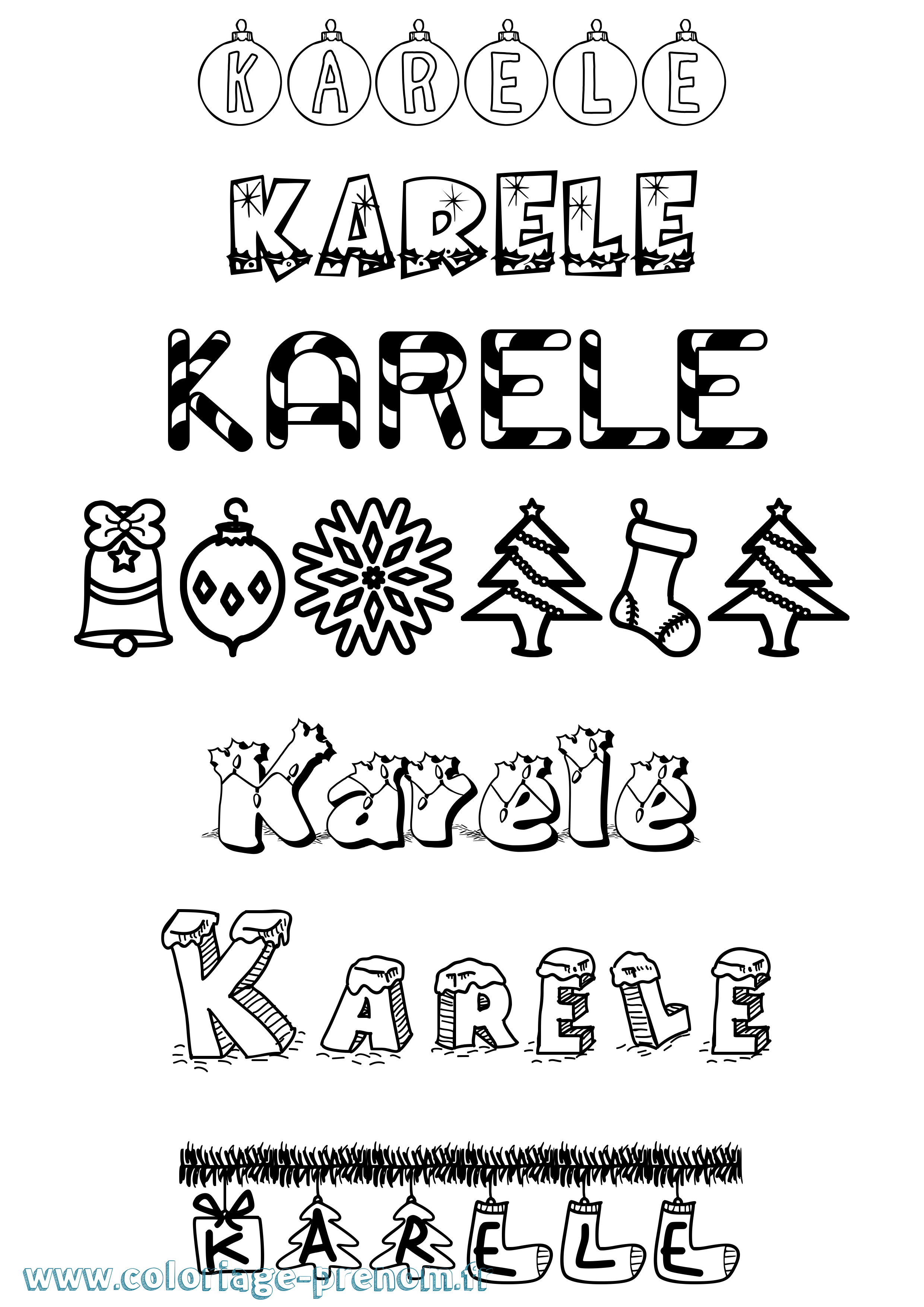 Coloriage Karele Noël Coloriage prénom Karele Noël