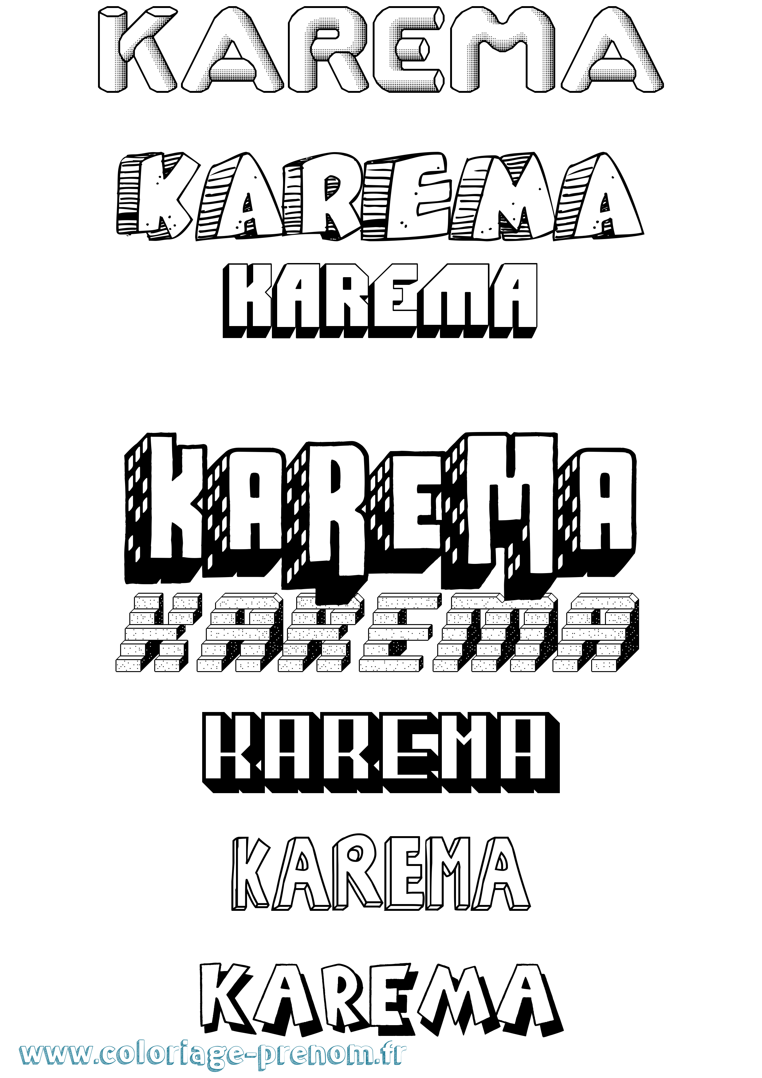 Coloriage Karema Effet 3D Coloriage prénom Karema Effet 3D