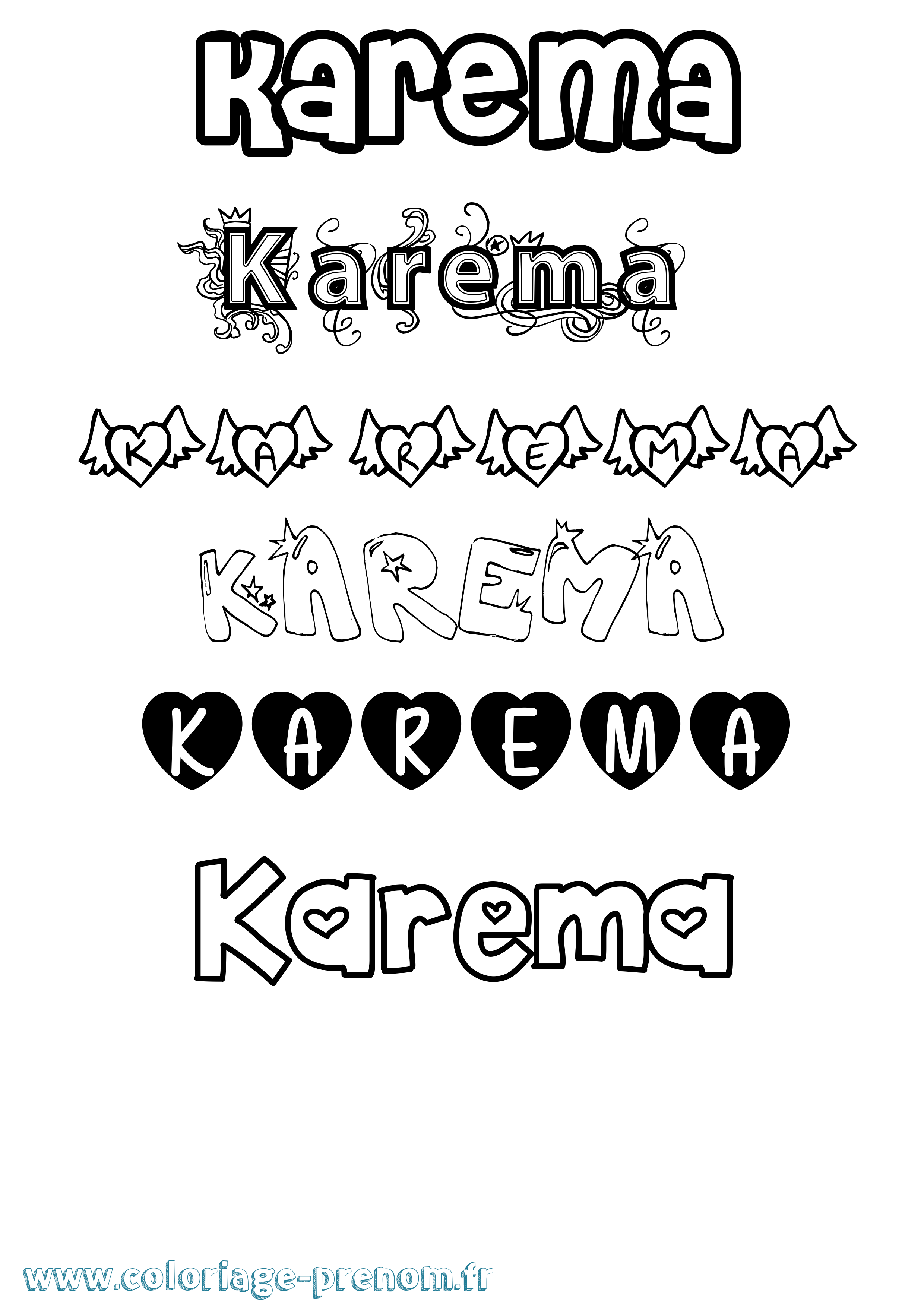 Coloriage Karema Girly Coloriage prénom Karema Girly