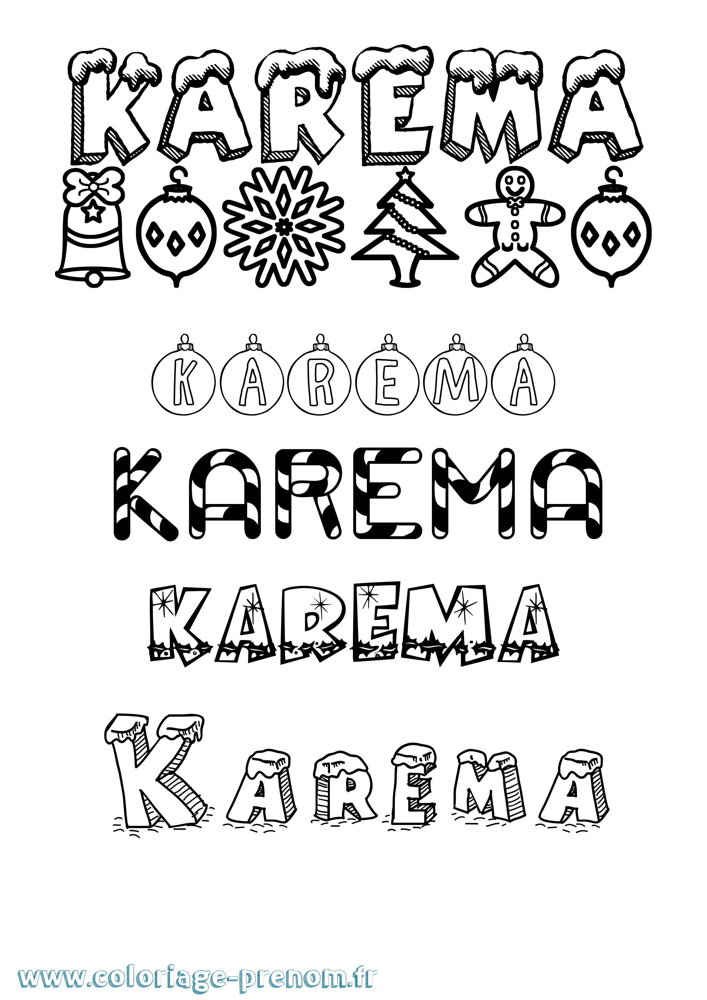 Coloriage Karema Noël Coloriage prénom Karema Noël