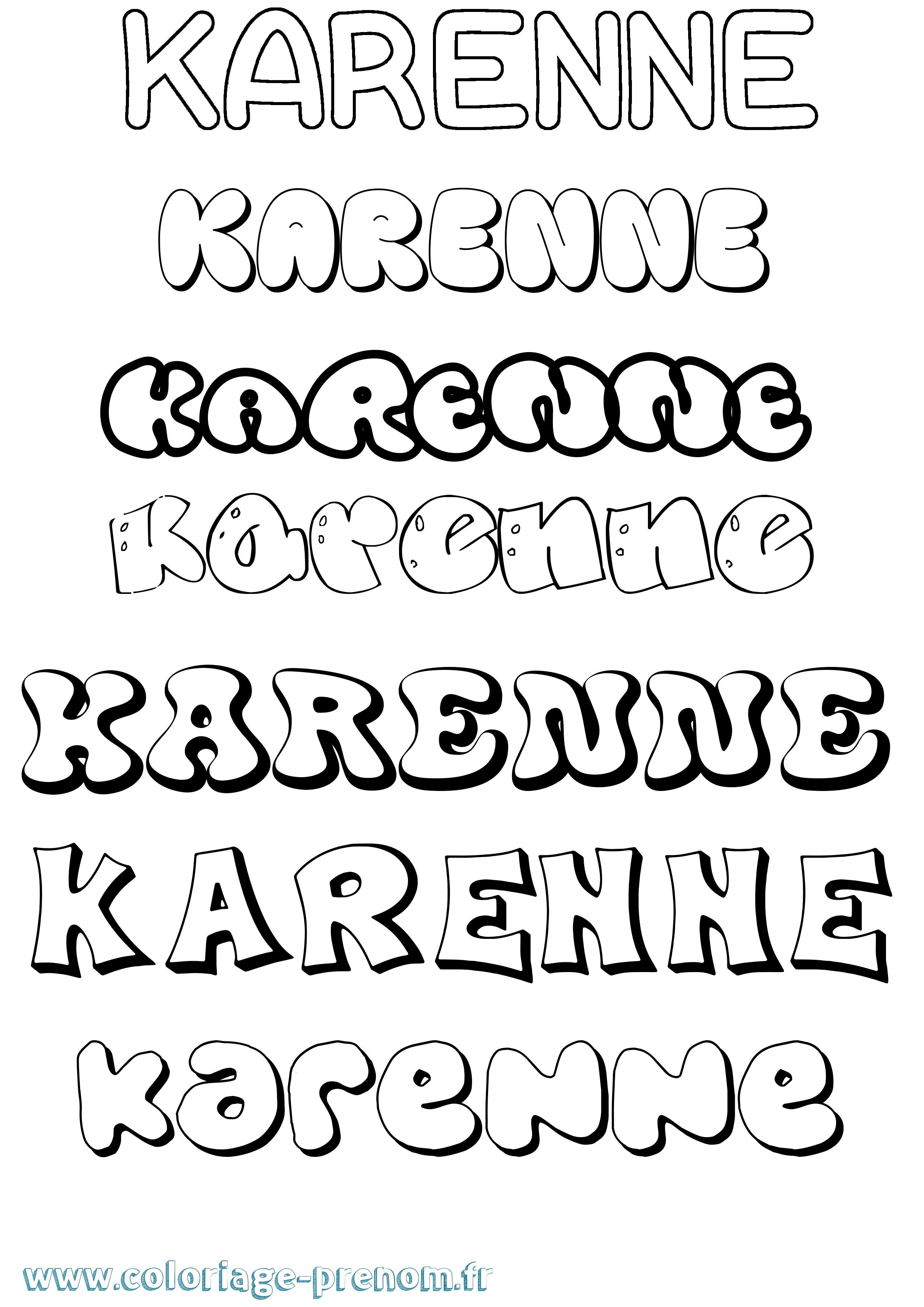 Coloriage Karenne Bubble Coloriage prénom Karenne Bubble