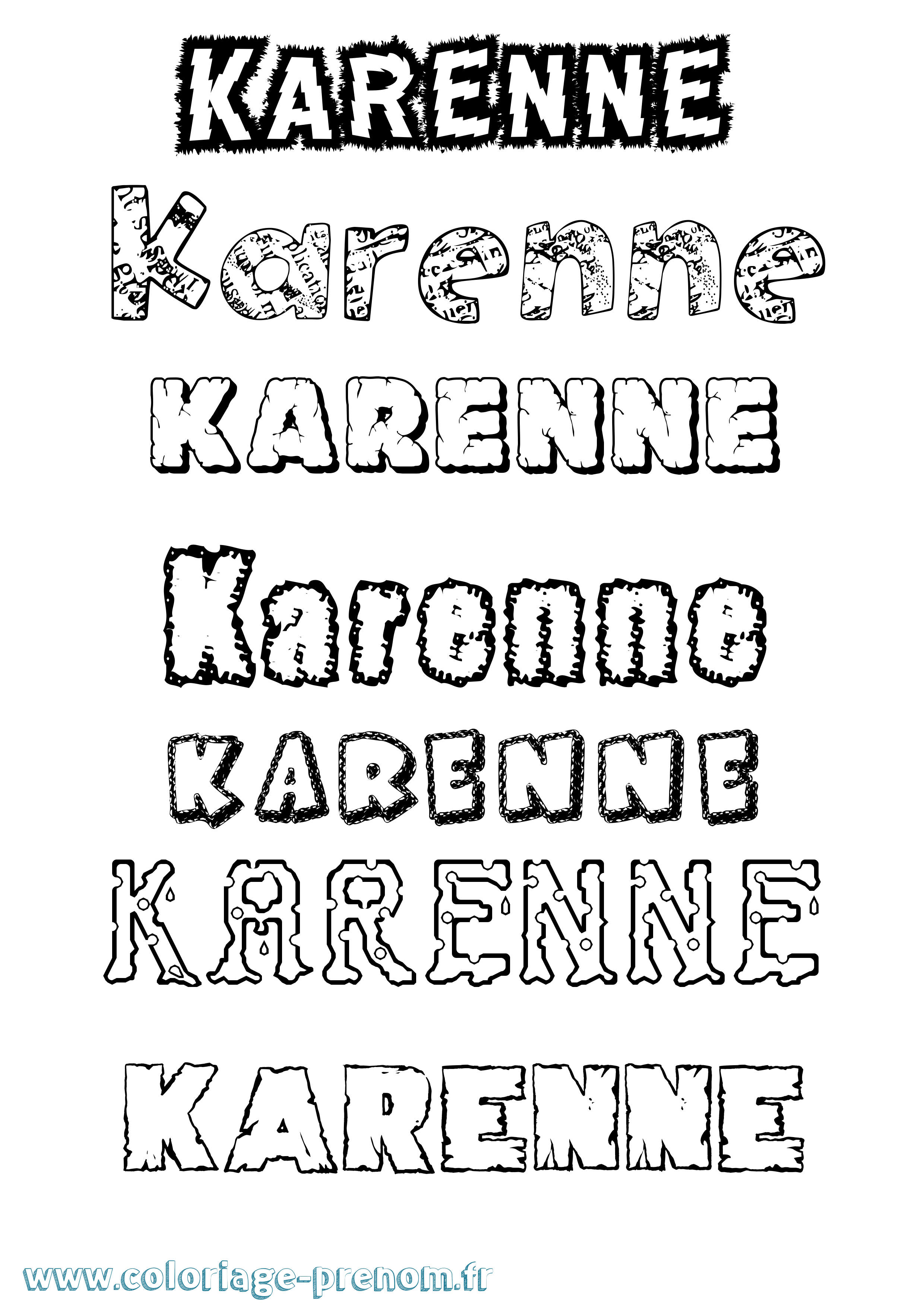 Coloriage Karenne Destructuré Coloriage prénom Karenne Destructuré