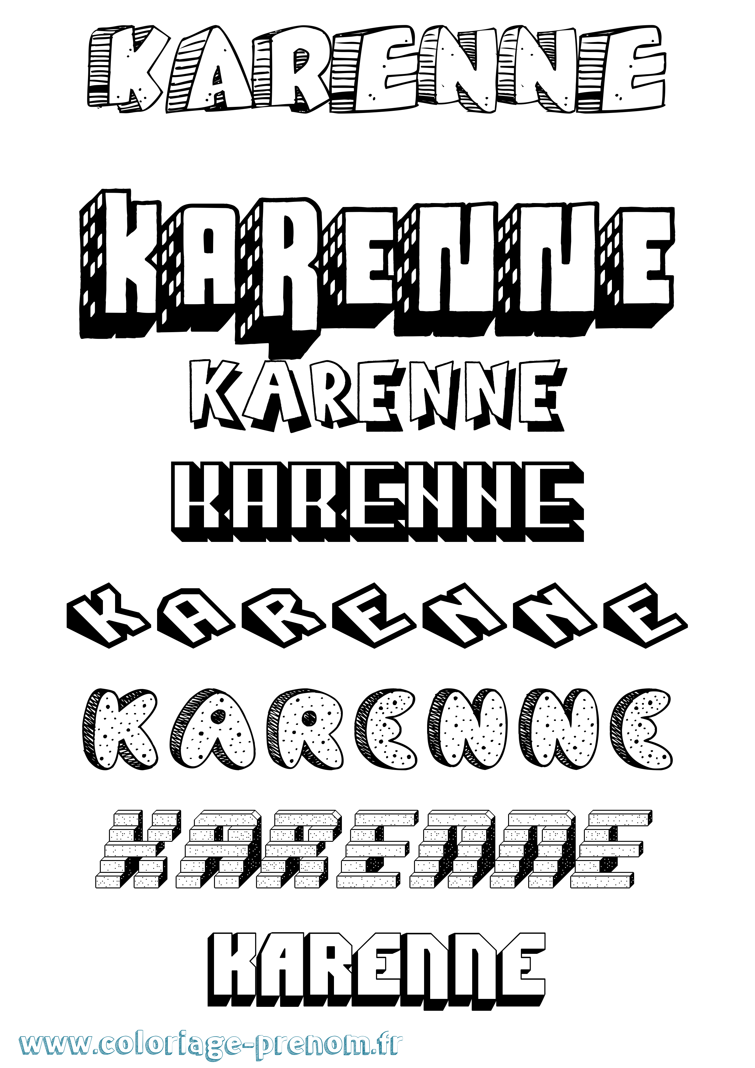 Coloriage Karenne Effet 3D Coloriage prénom Karenne Effet 3D