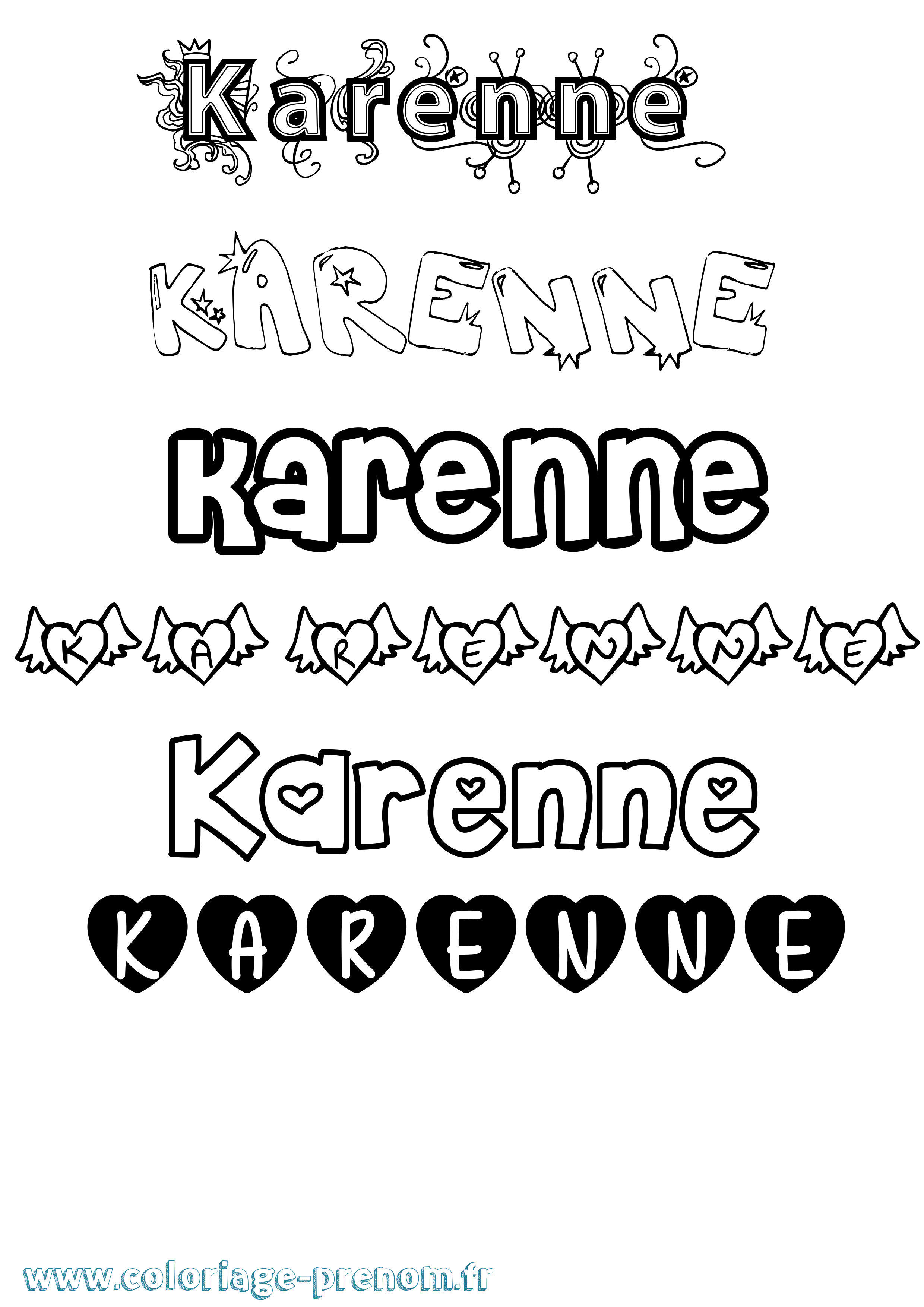 Coloriage Karenne Girly Coloriage prénom Karenne Girly
