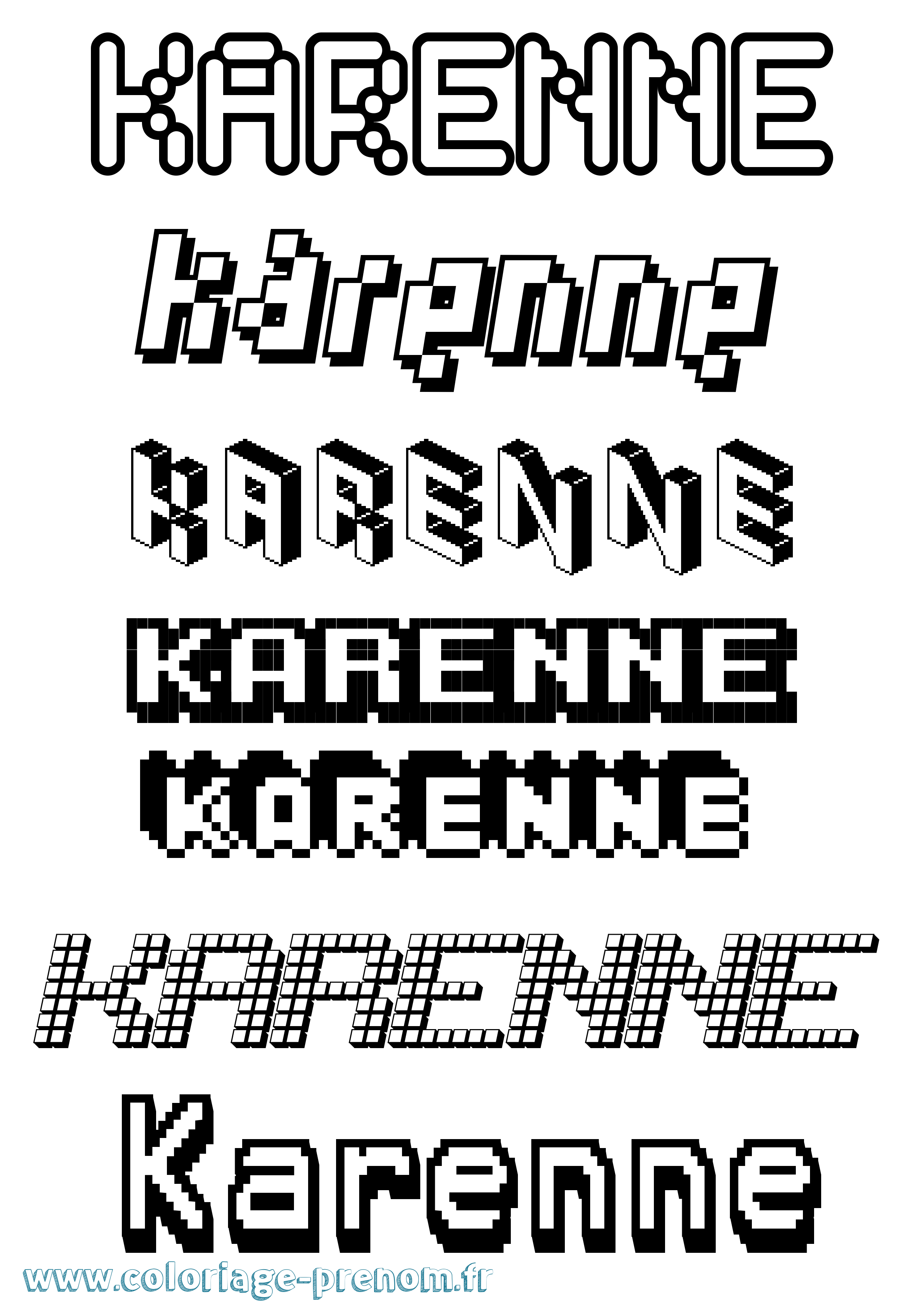 Coloriage Karenne Pixel Coloriage prénom Karenne Pixel