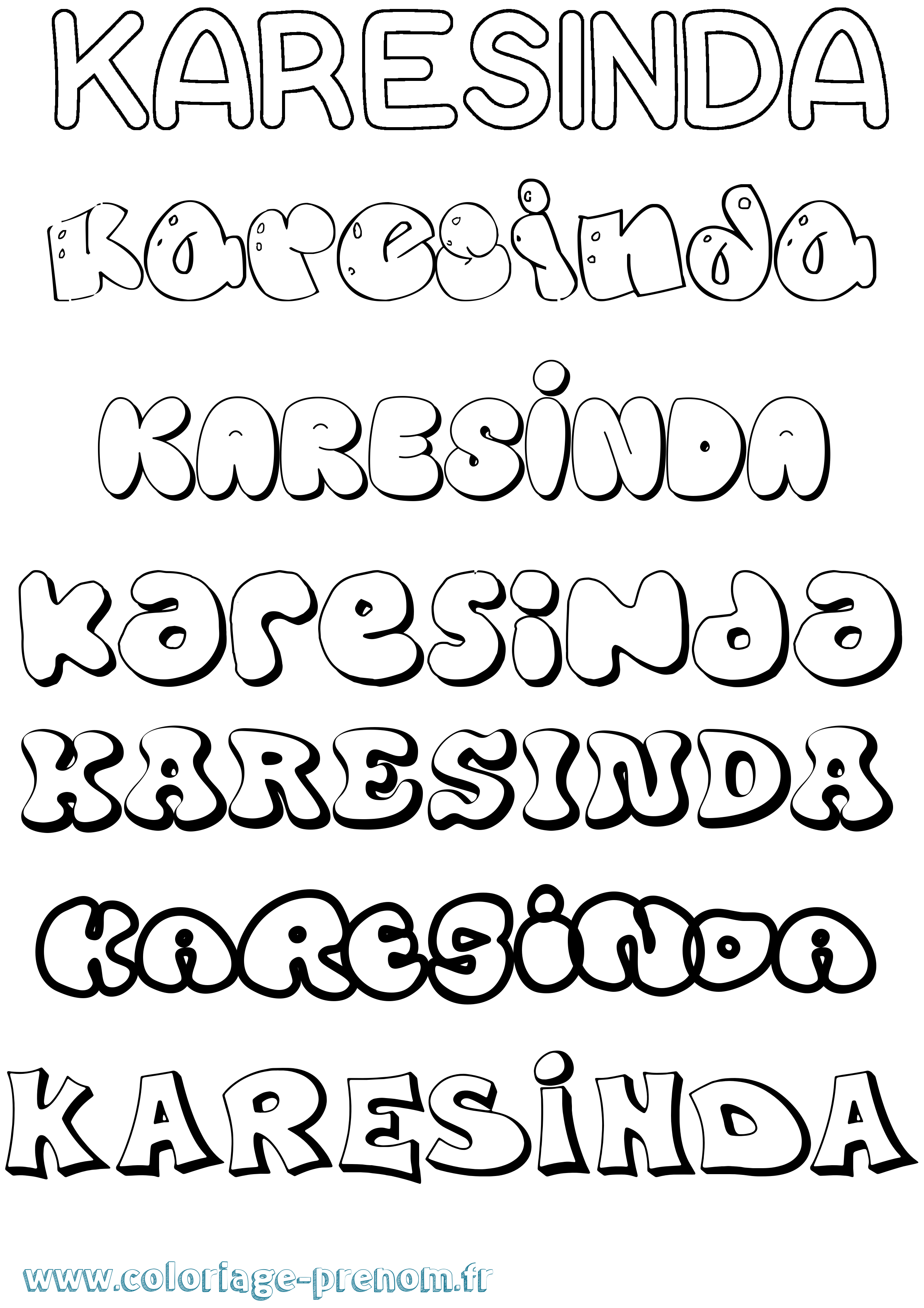 Coloriage Karesinda Bubble Coloriage prénom Karesinda Bubble