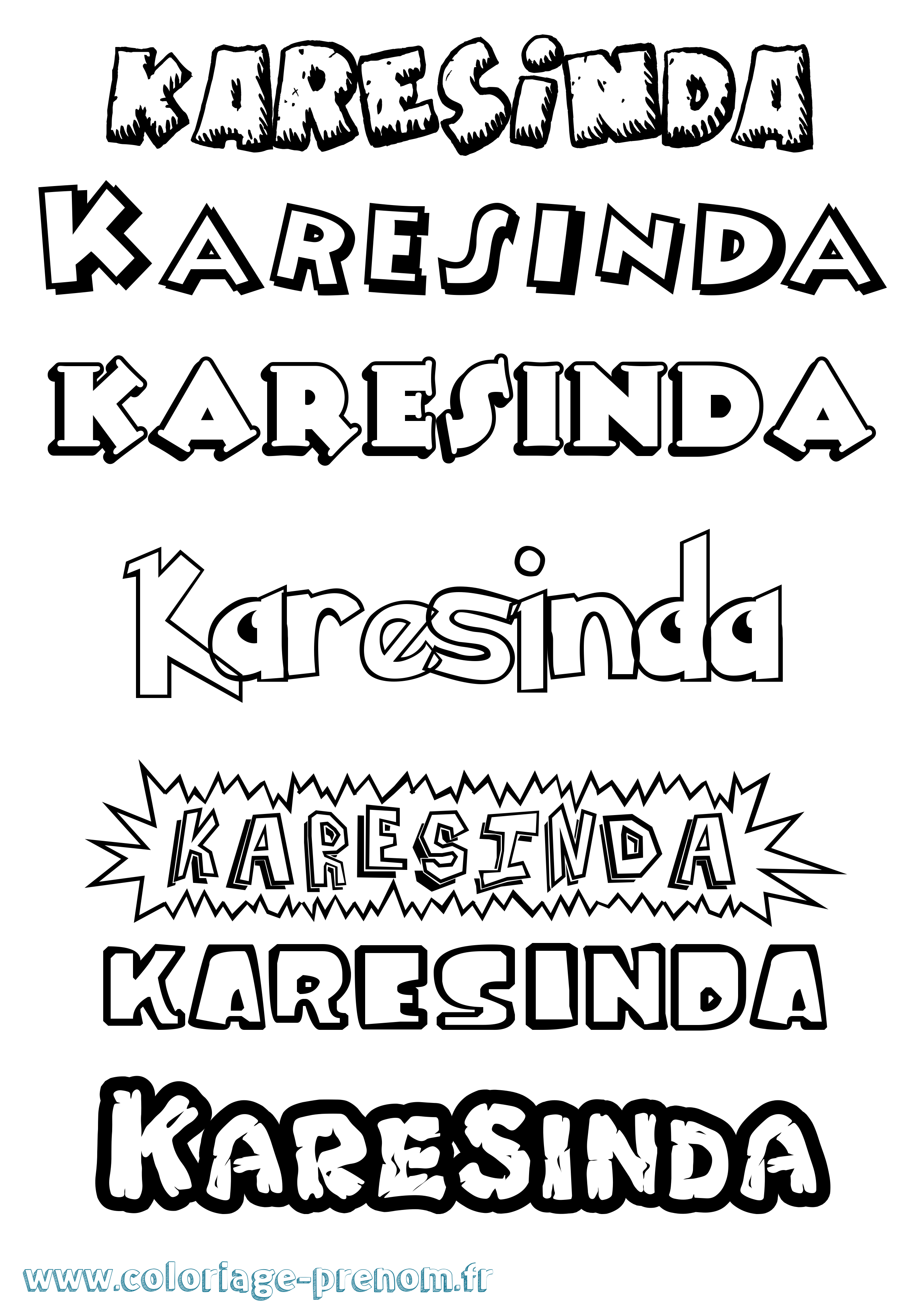 Coloriage Karesinda Dessin Animé Coloriage prénom Karesinda Dessin Animé