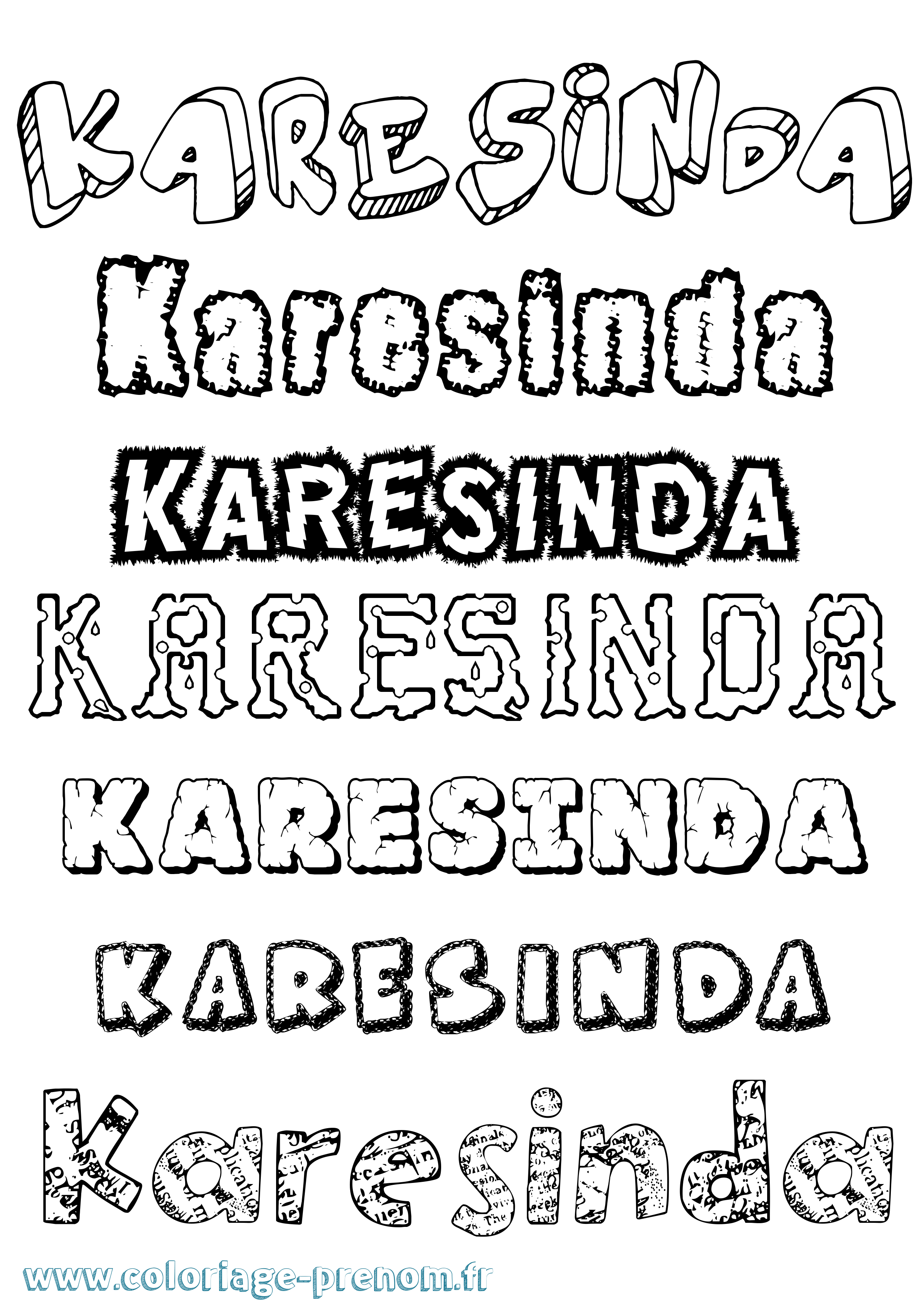 Coloriage Karesinda Destructuré Coloriage prénom Karesinda Destructuré