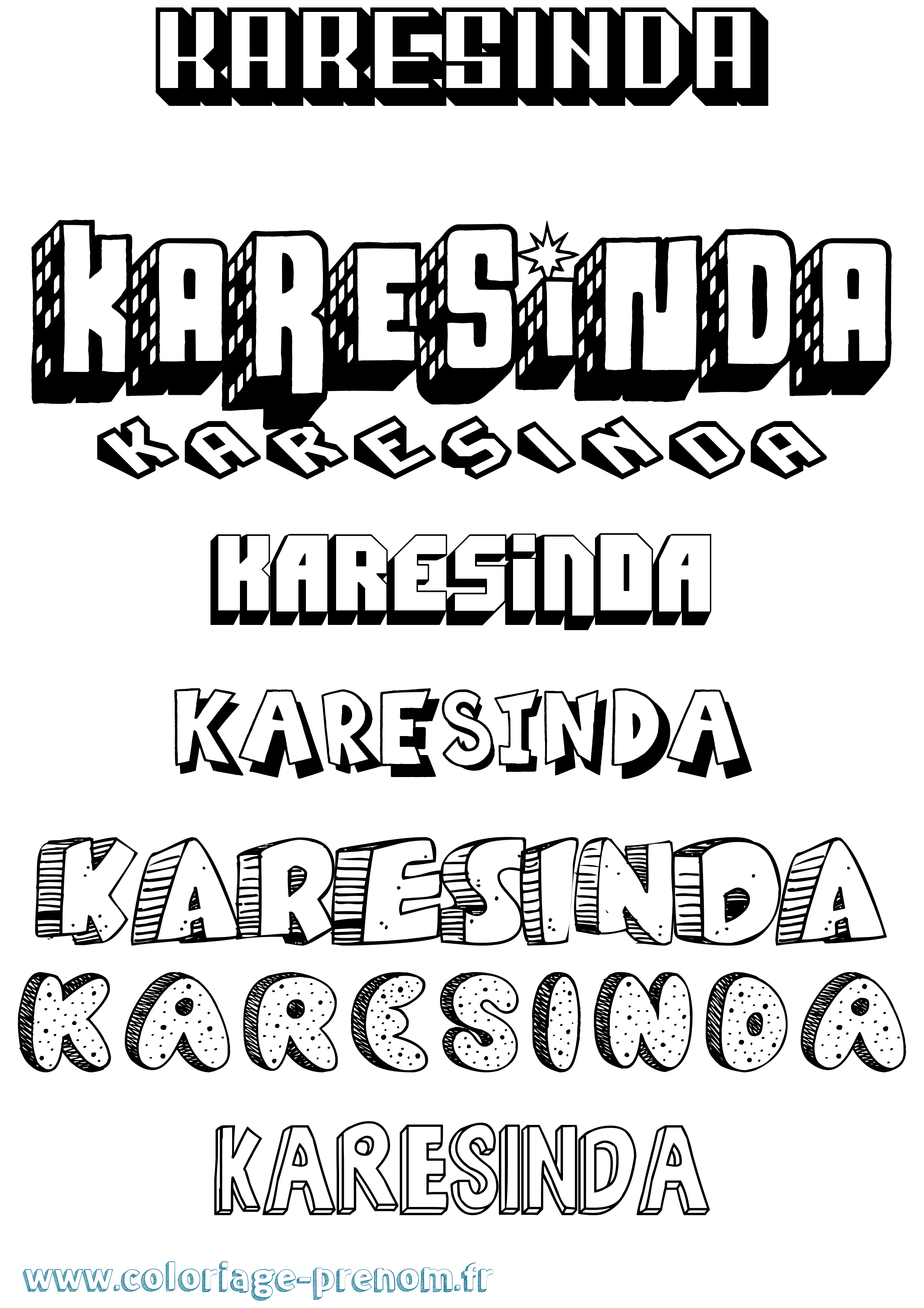 Coloriage Karesinda Effet 3D Coloriage prénom Karesinda Effet 3D