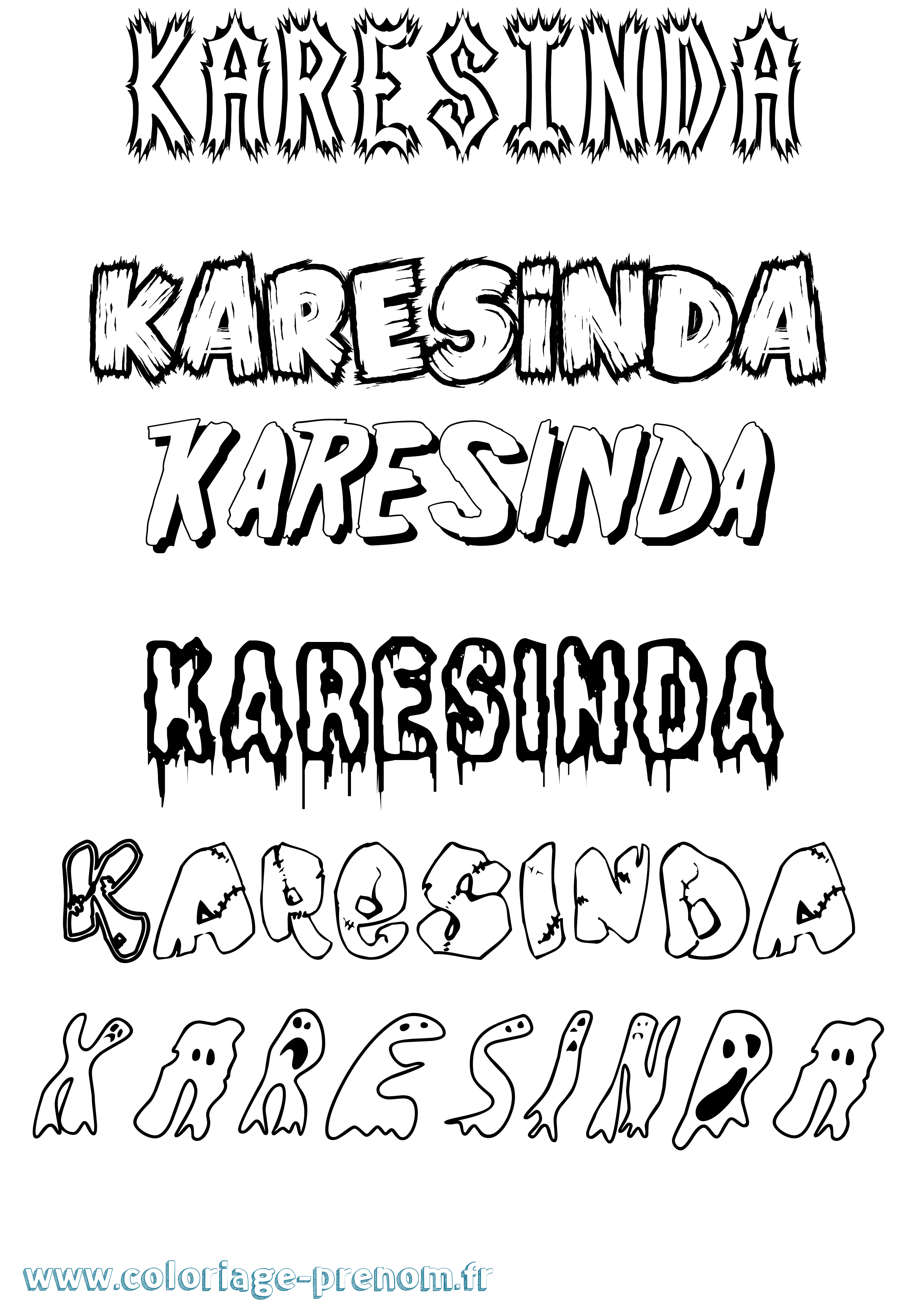 Coloriage Karesinda Frisson Coloriage prénom Karesinda Frisson