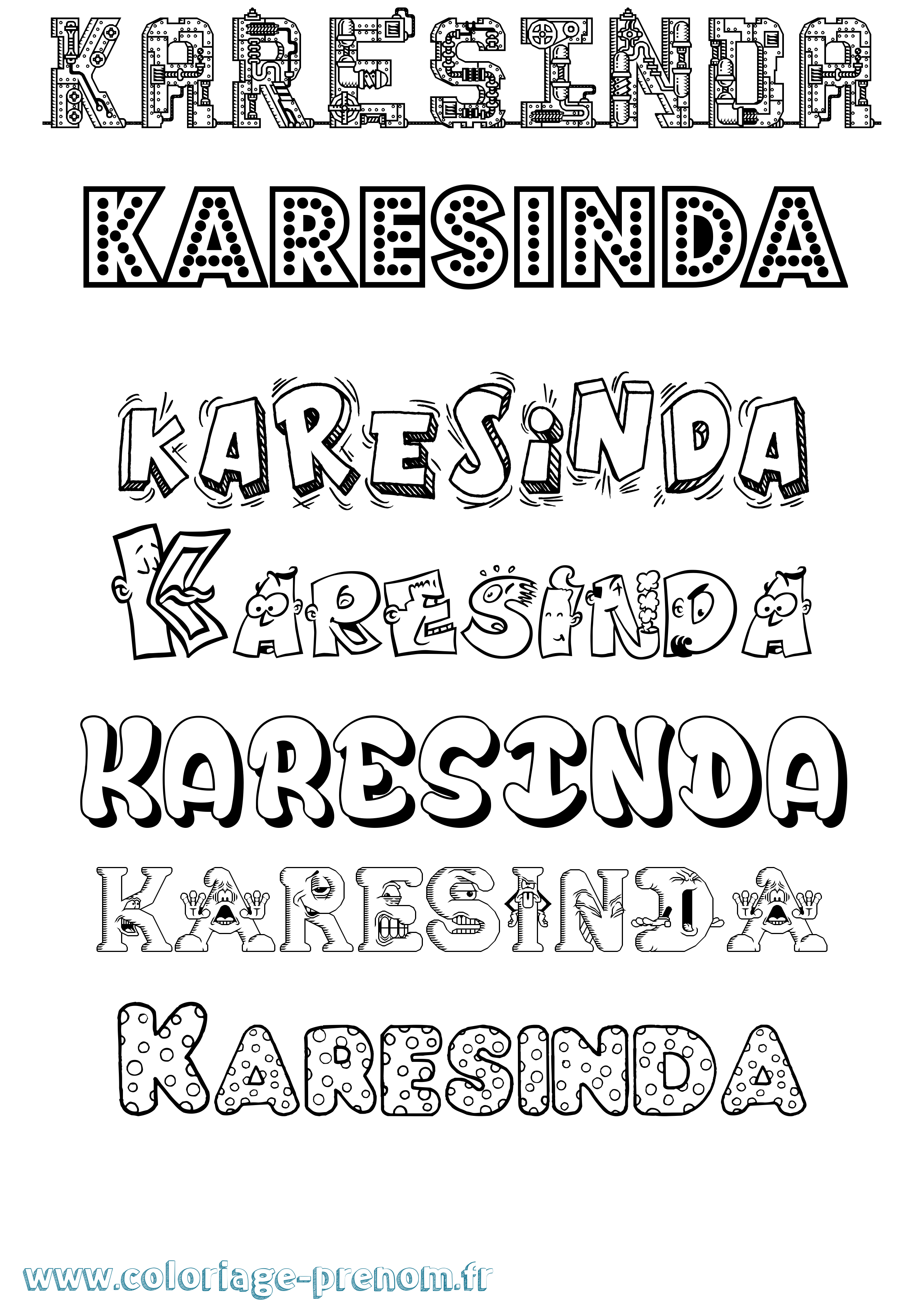 Coloriage Karesinda Fun Coloriage prénom Karesinda Fun