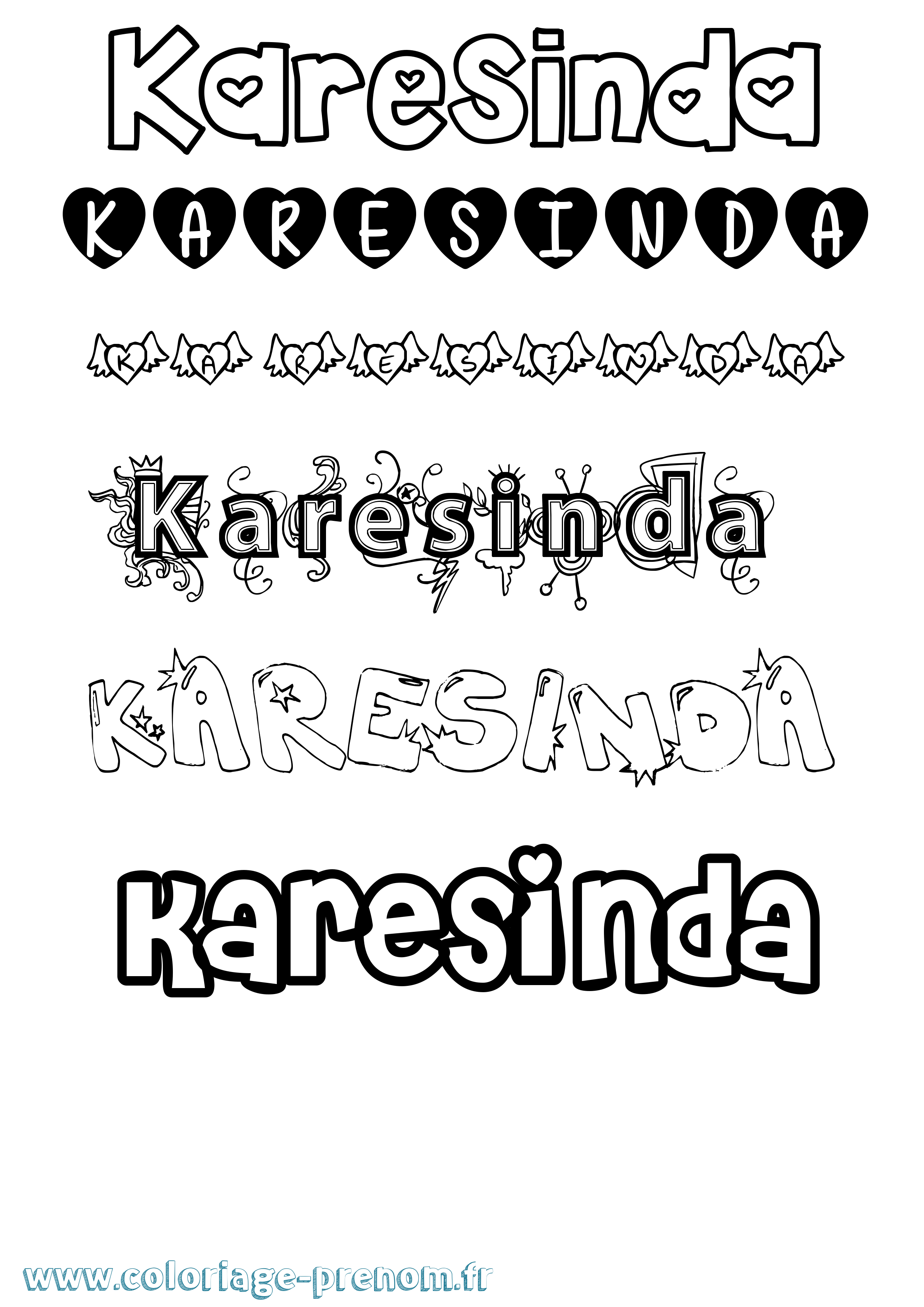 Coloriage Karesinda Girly Coloriage prénom Karesinda Girly