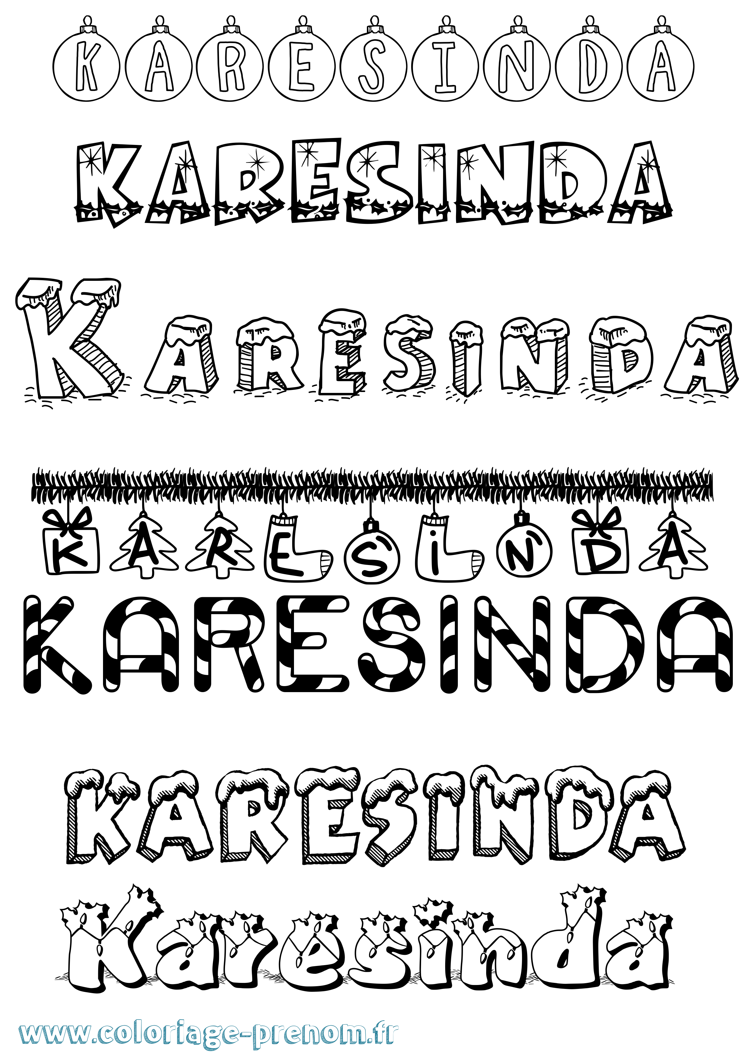 Coloriage Karesinda Noël Coloriage prénom Karesinda Noël
