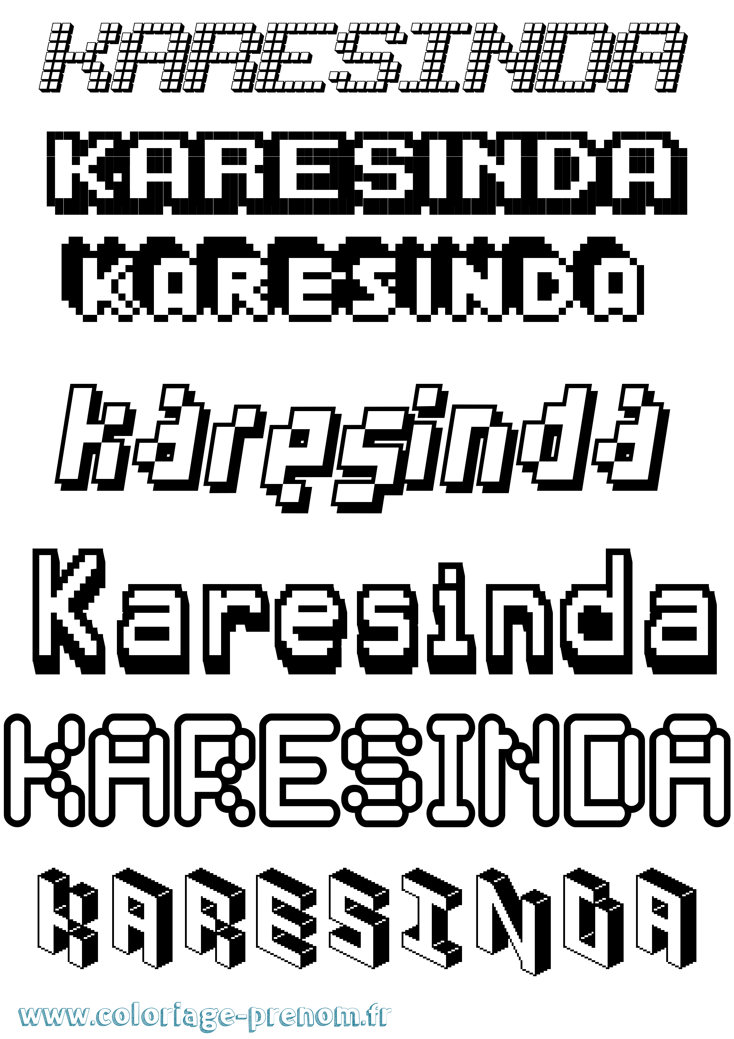 Coloriage Karesinda Pixel Coloriage prénom Karesinda Pixel