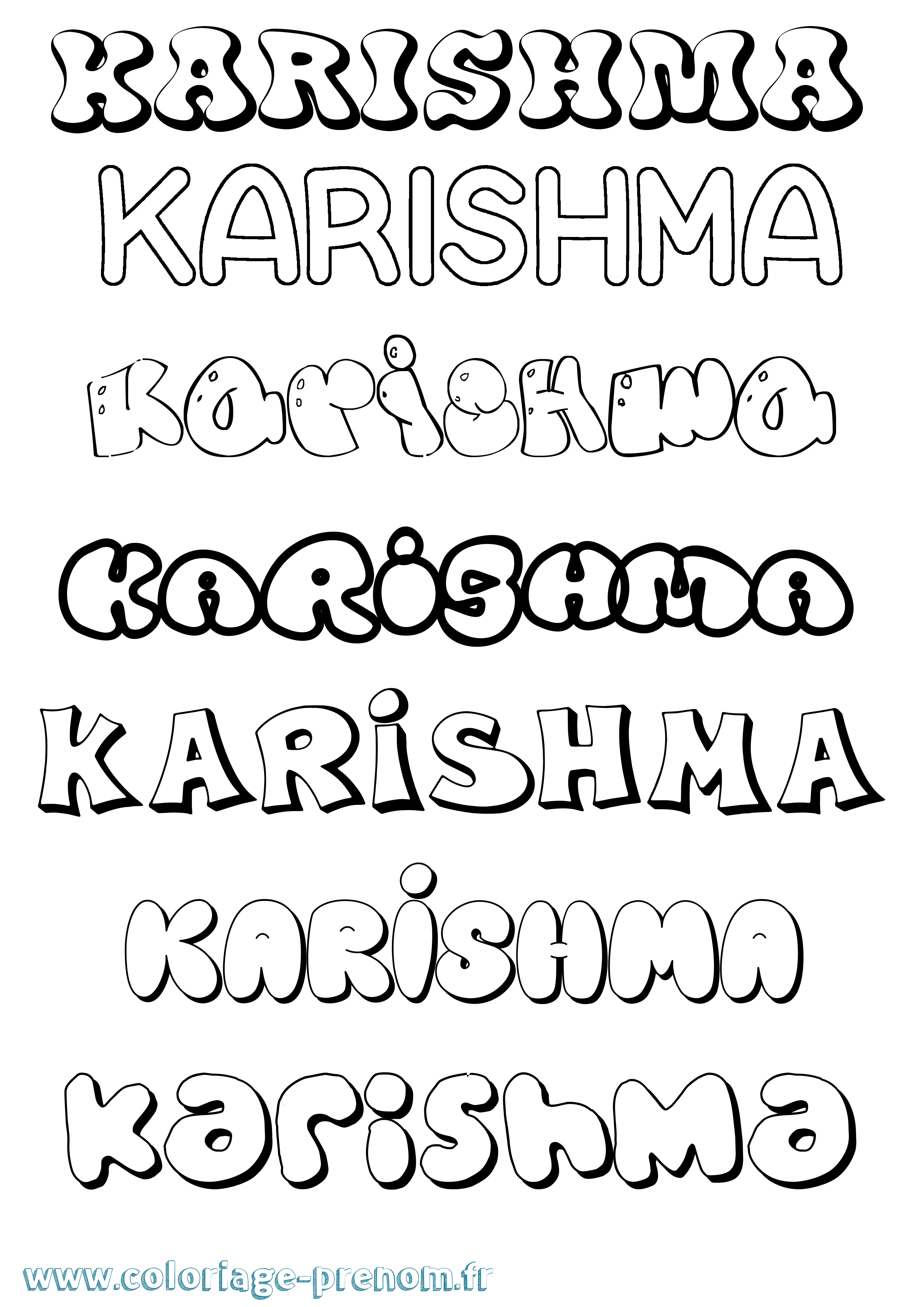 Coloriage Karishma Bubble Coloriage prénom Karishma Bubble
