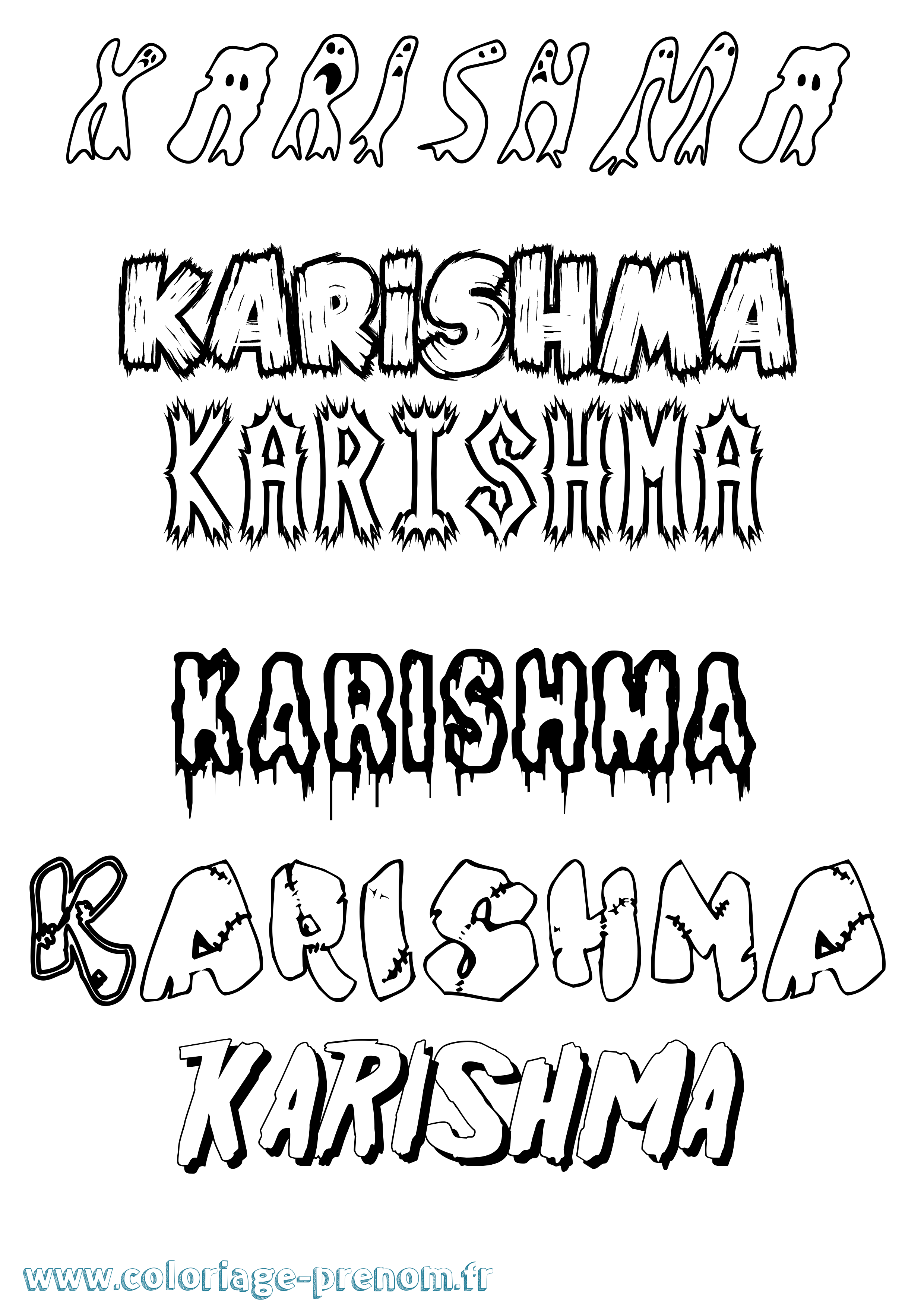 Coloriage Karishma Frisson Coloriage prénom Karishma Frisson