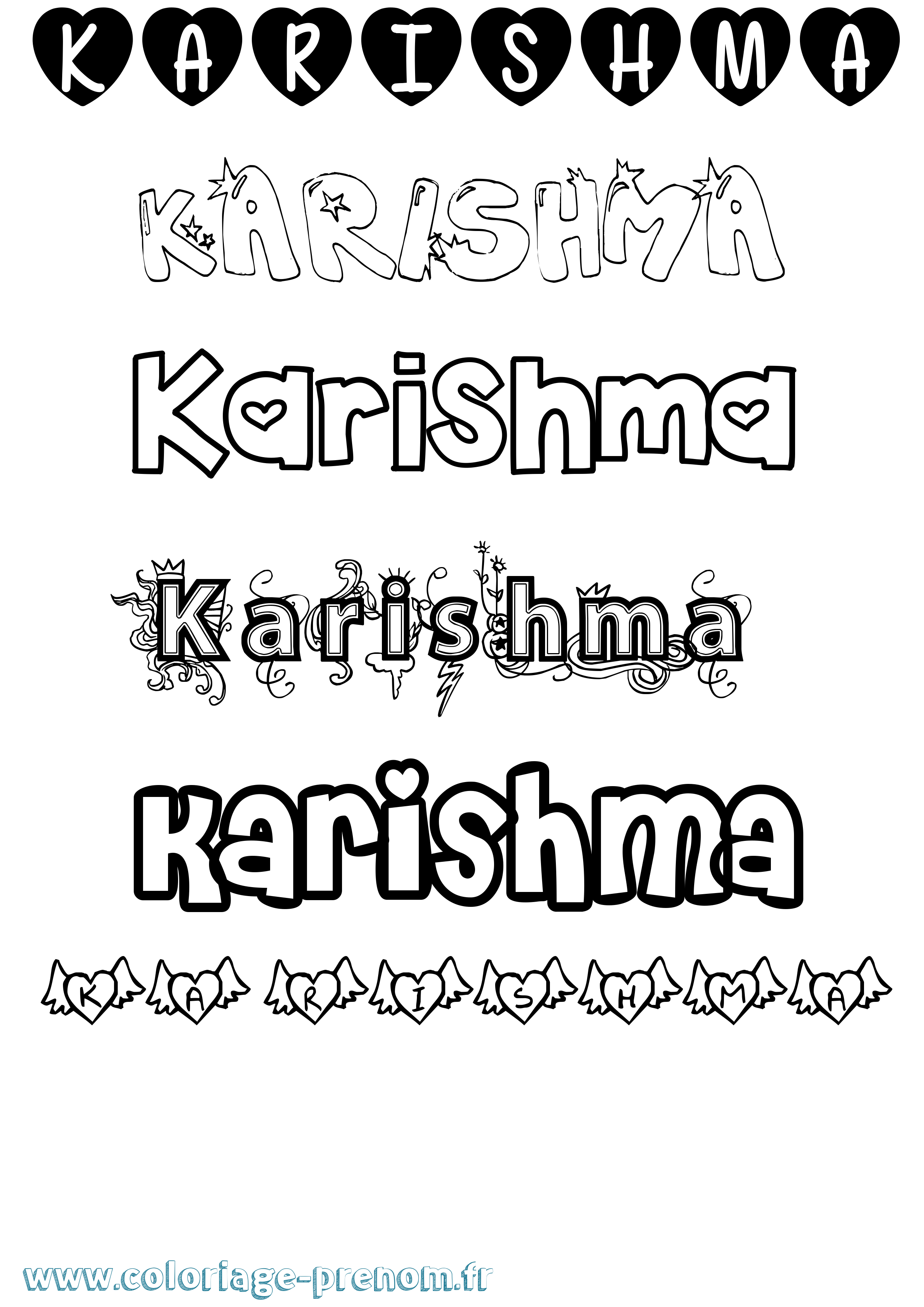 Coloriage Karishma Girly Coloriage prénom Karishma Girly