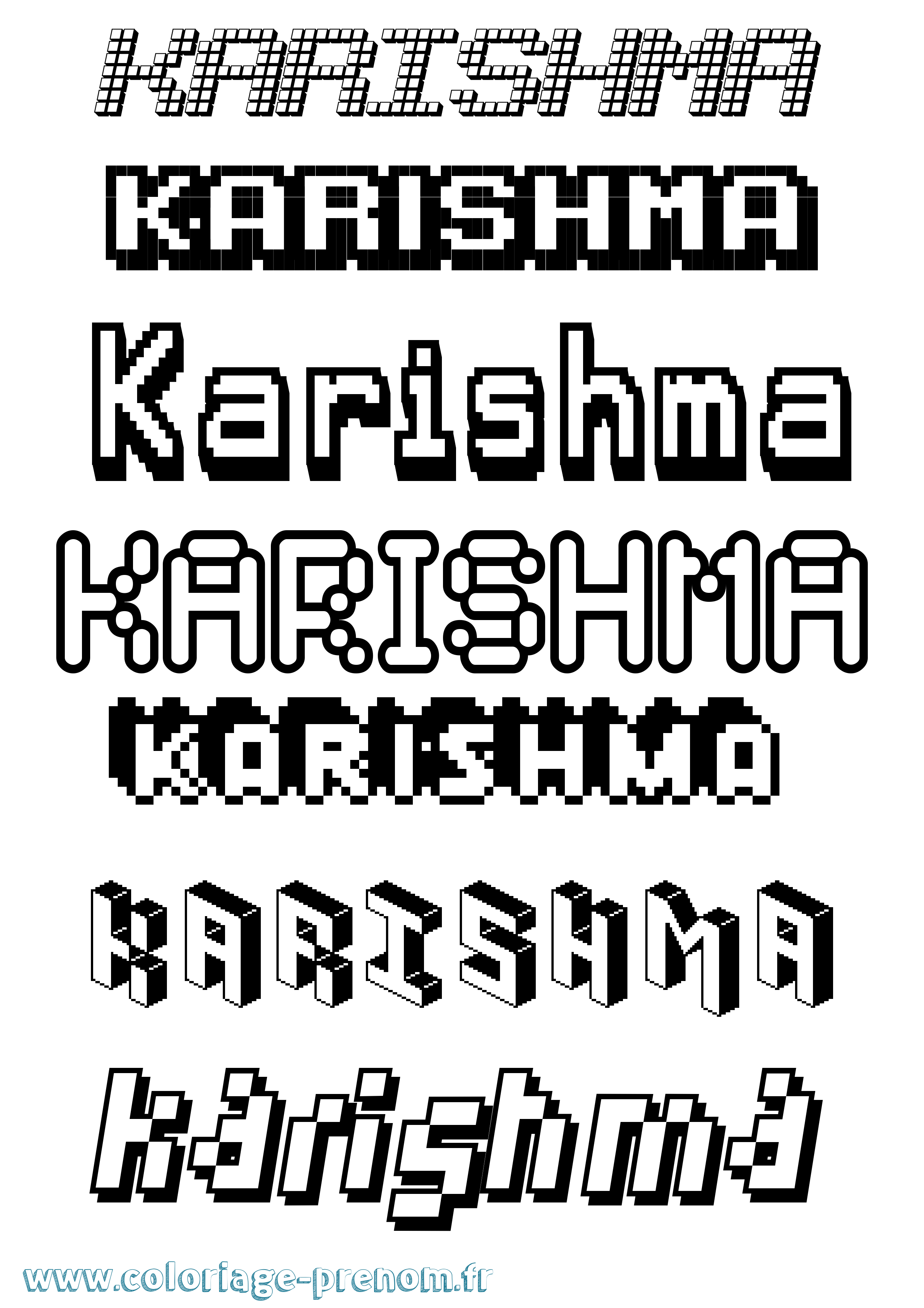 Coloriage Karishma Pixel Coloriage prénom Karishma Pixel