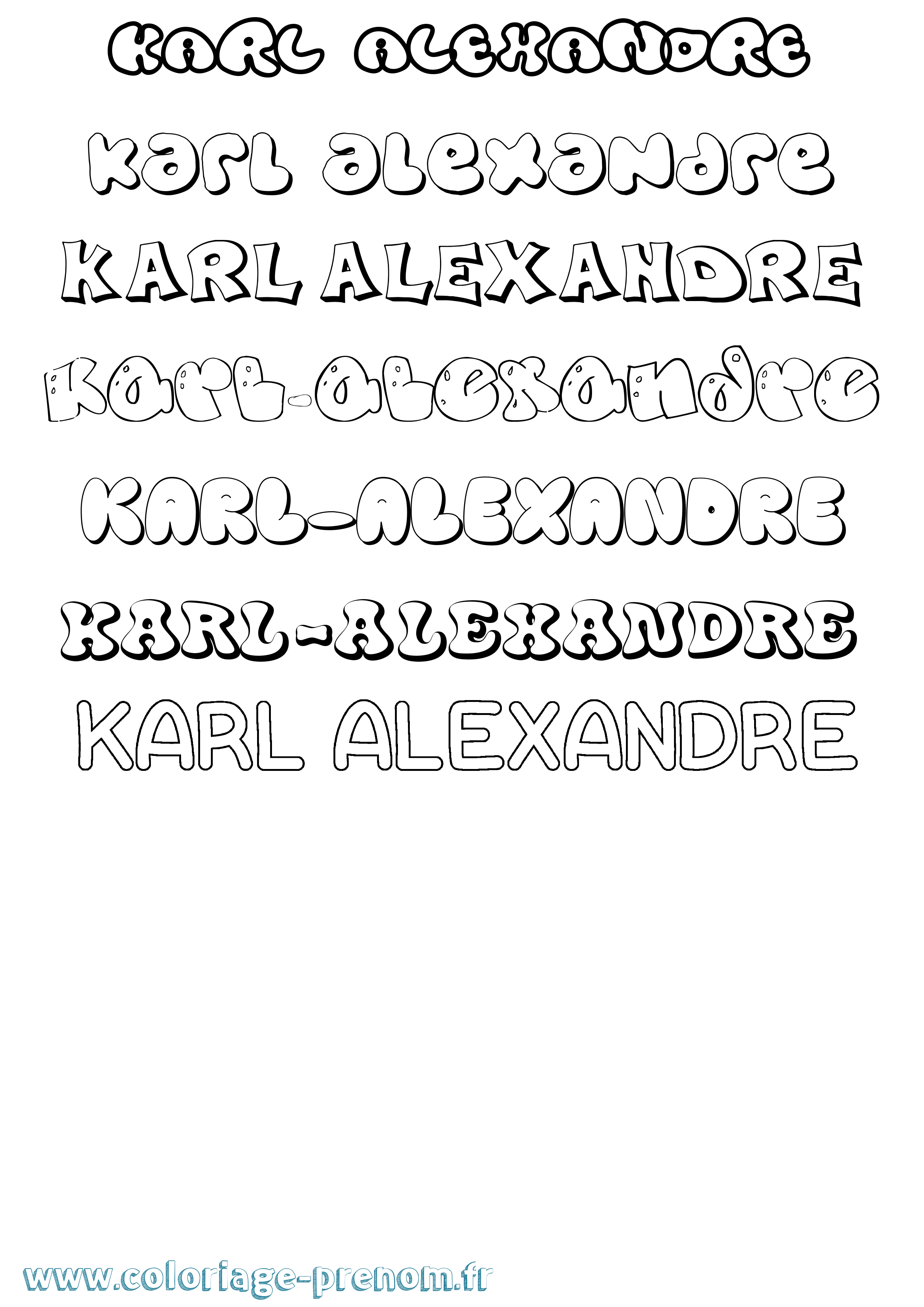 Coloriage Karl-Alexandre Bubble Coloriage prénom Karl-Alexandre Bubble