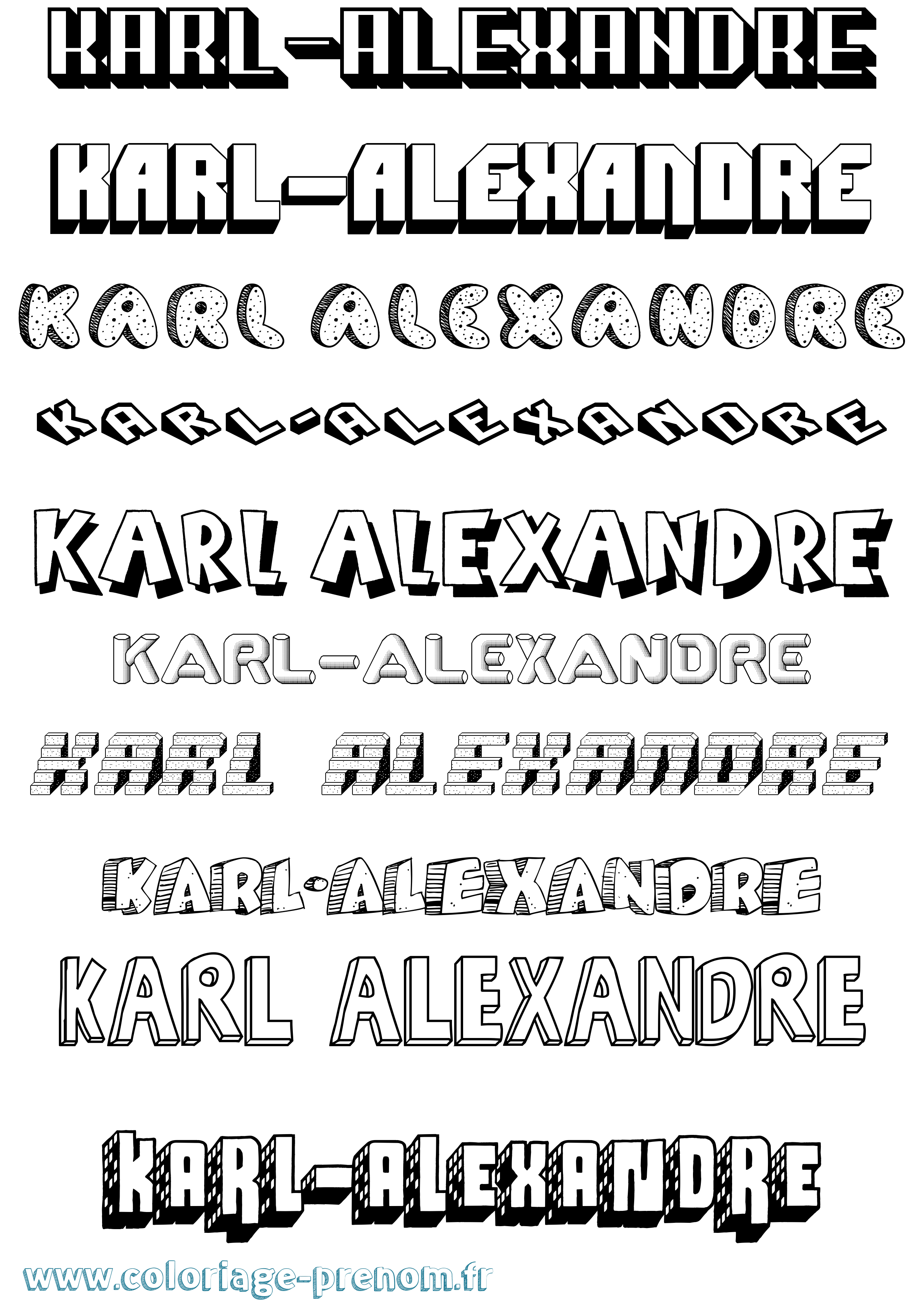 Coloriage Karl-Alexandre Effet 3D Coloriage prénom Karl-Alexandre Effet 3D