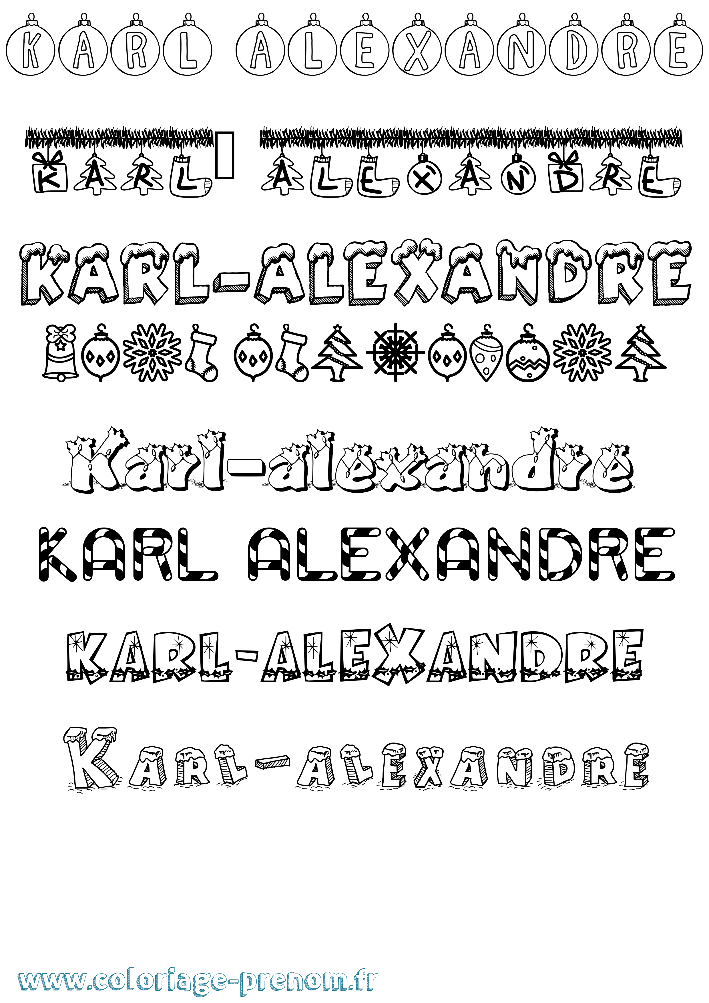 Coloriage Karl-Alexandre Noël Coloriage prénom Karl-Alexandre Noël
