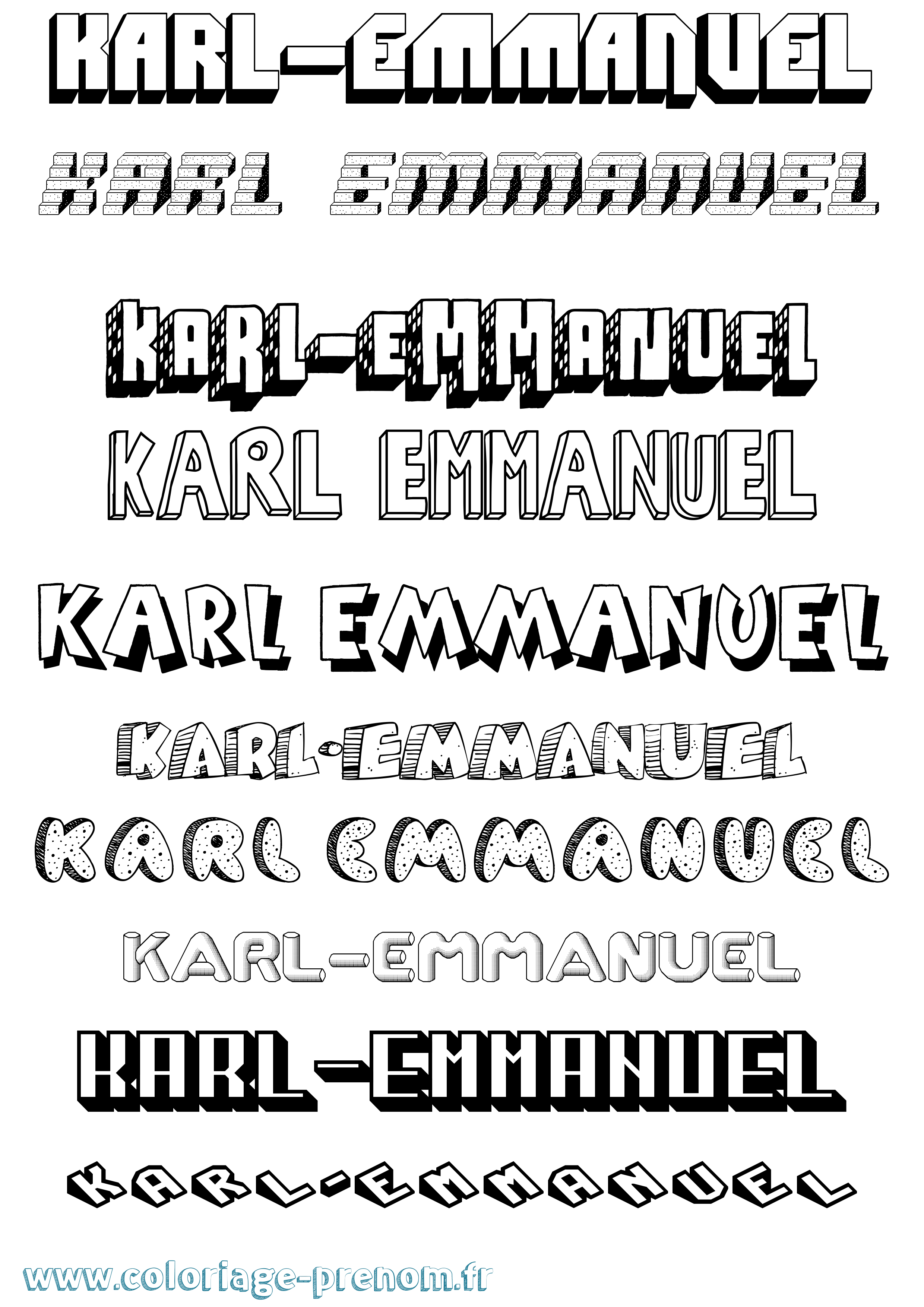 Coloriage Karl-Emmanuel Effet 3D Coloriage prénom Karl-Emmanuel Effet 3D