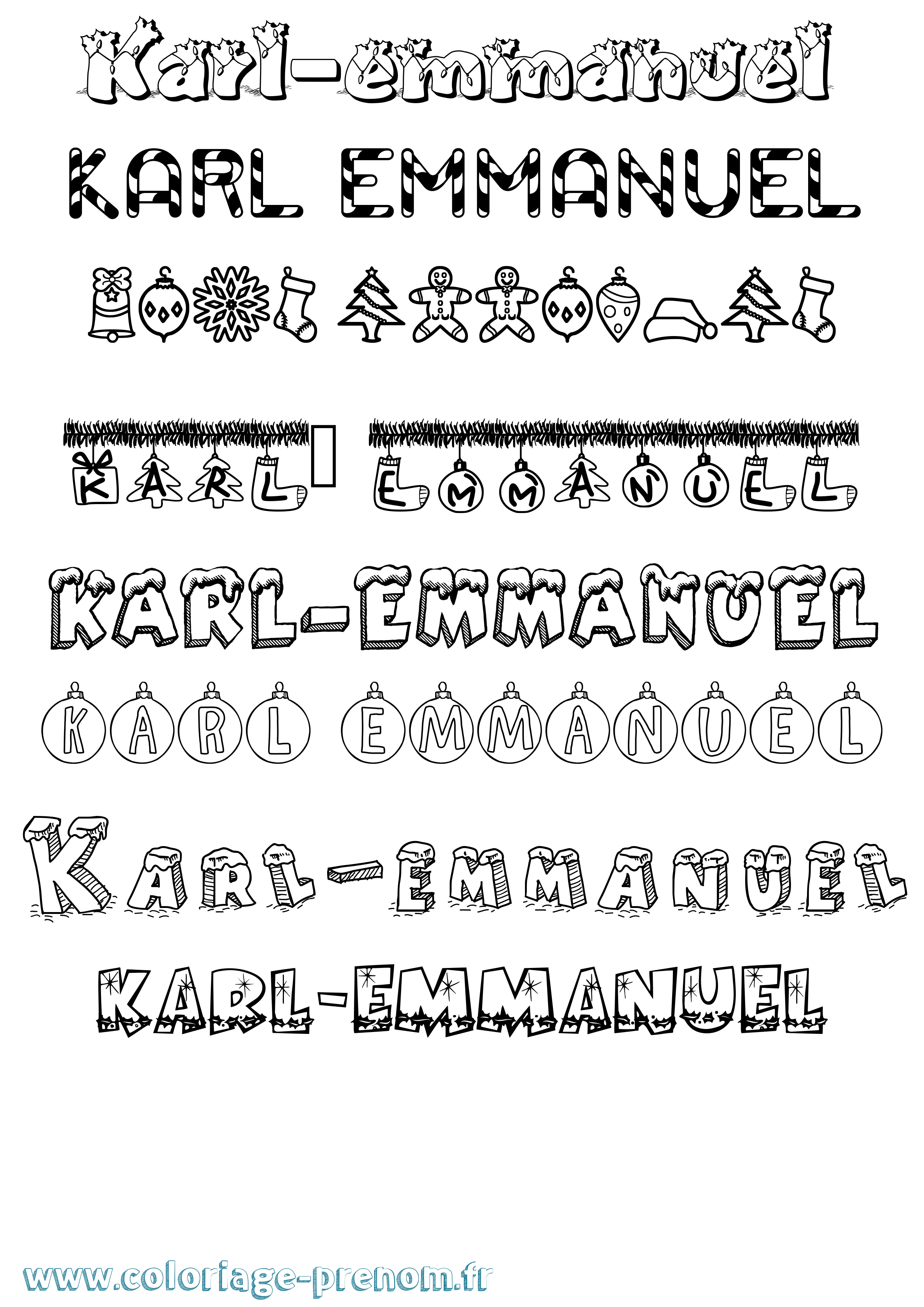 Coloriage Karl-Emmanuel Noël Coloriage prénom Karl-Emmanuel Noël