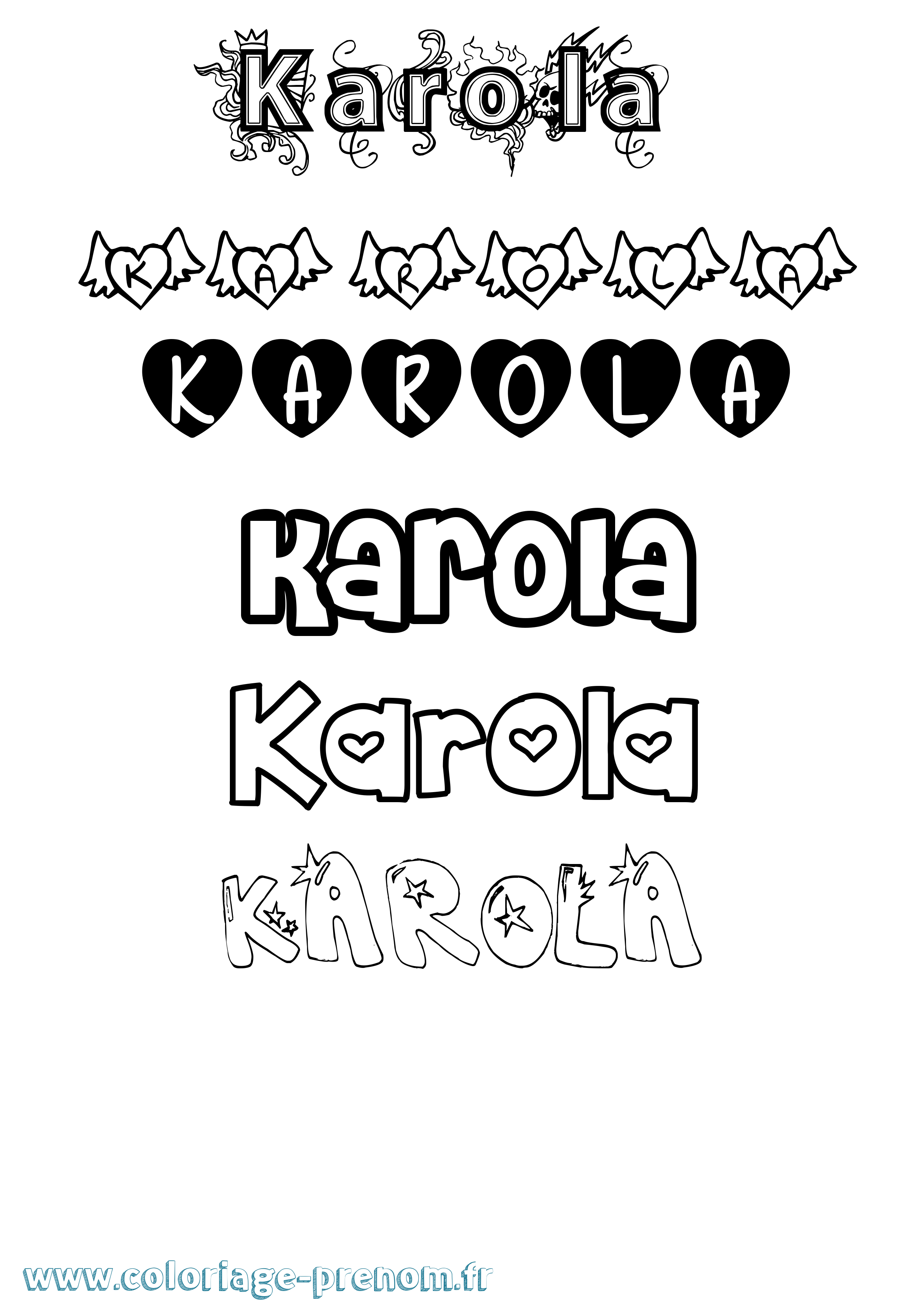 Coloriage Karola Girly Coloriage prénom Karola Girly