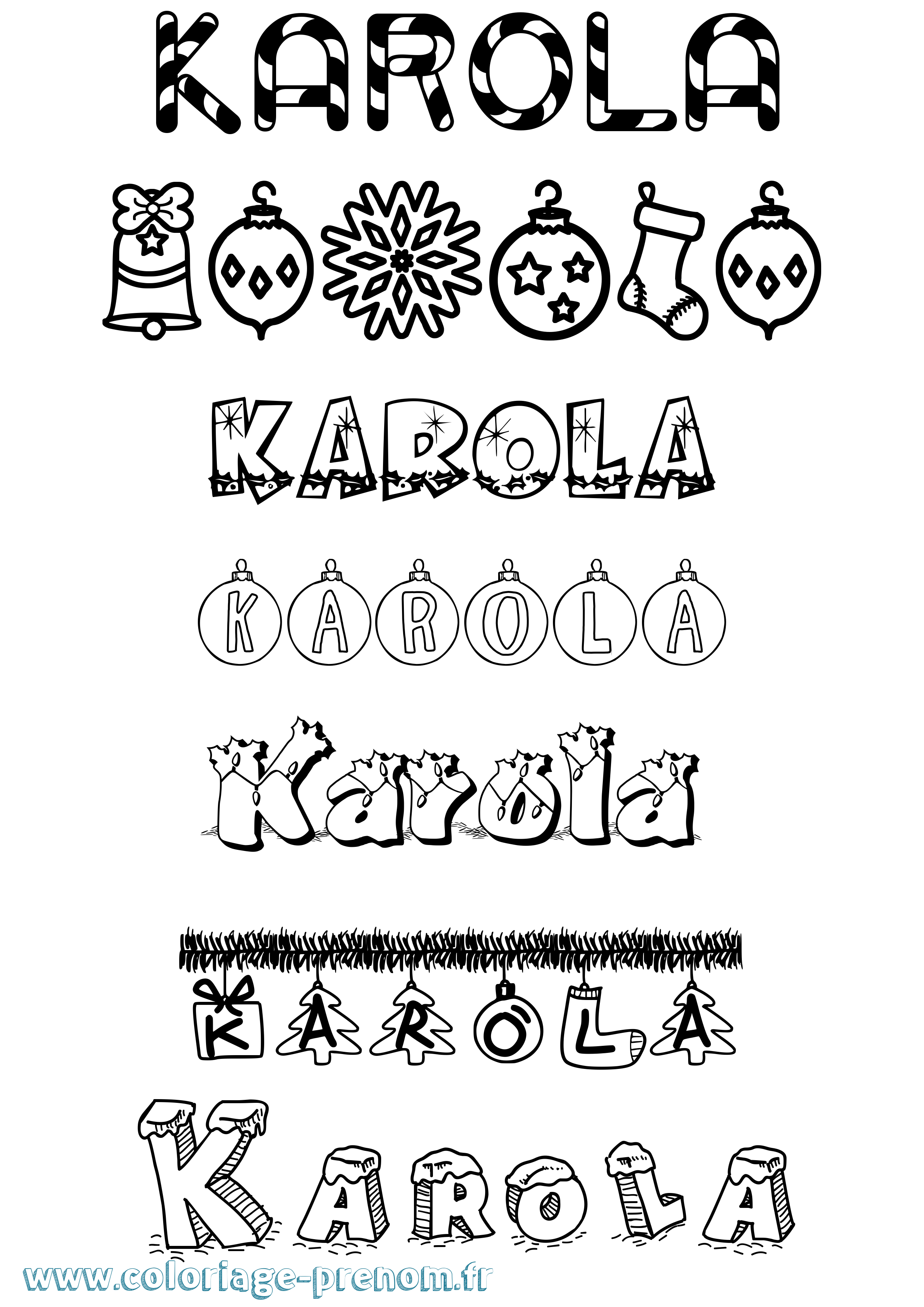 Coloriage Karola Noël Coloriage prénom Karola Noël