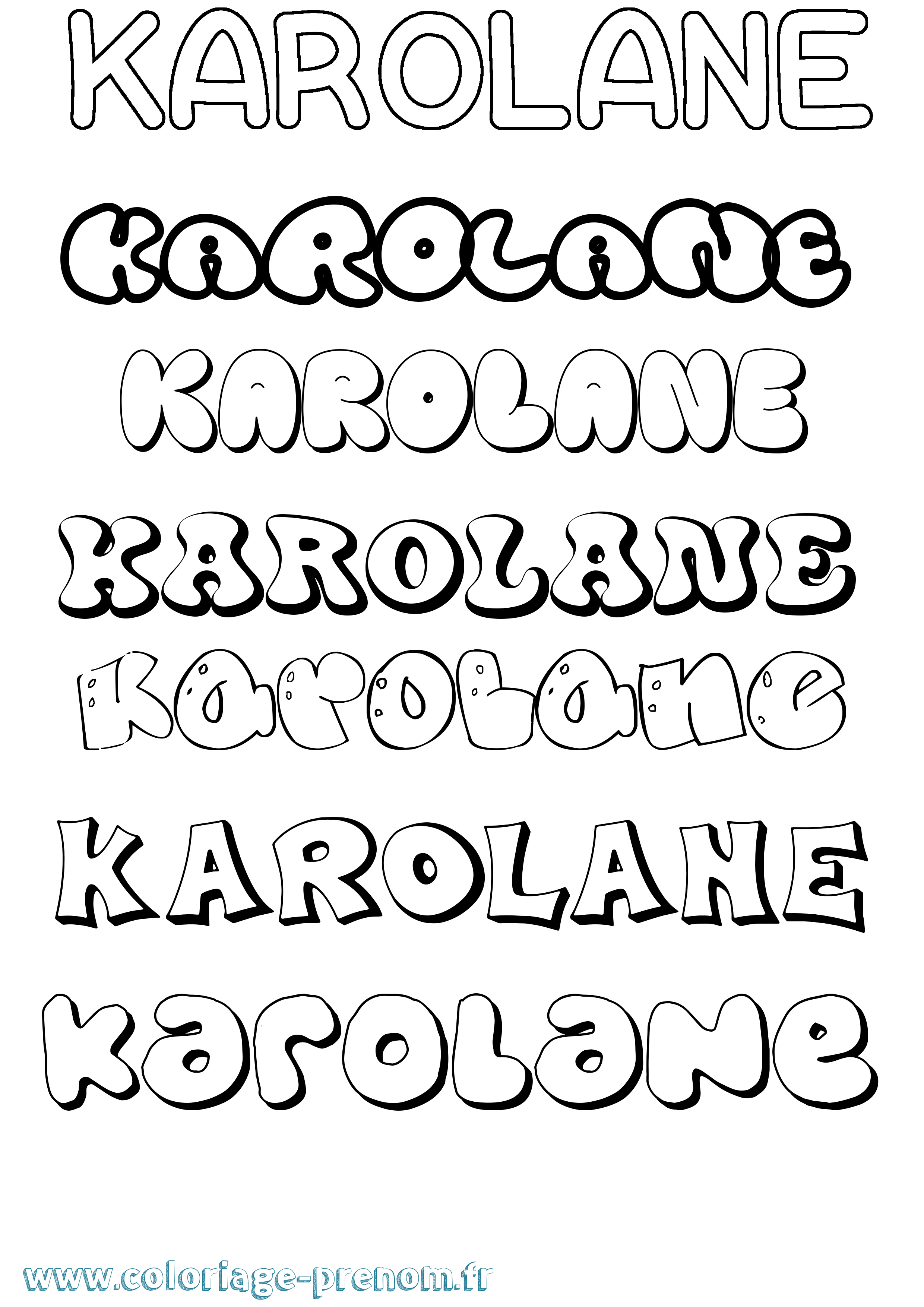 Coloriage Karolane Bubble Coloriage prénom Karolane Bubble