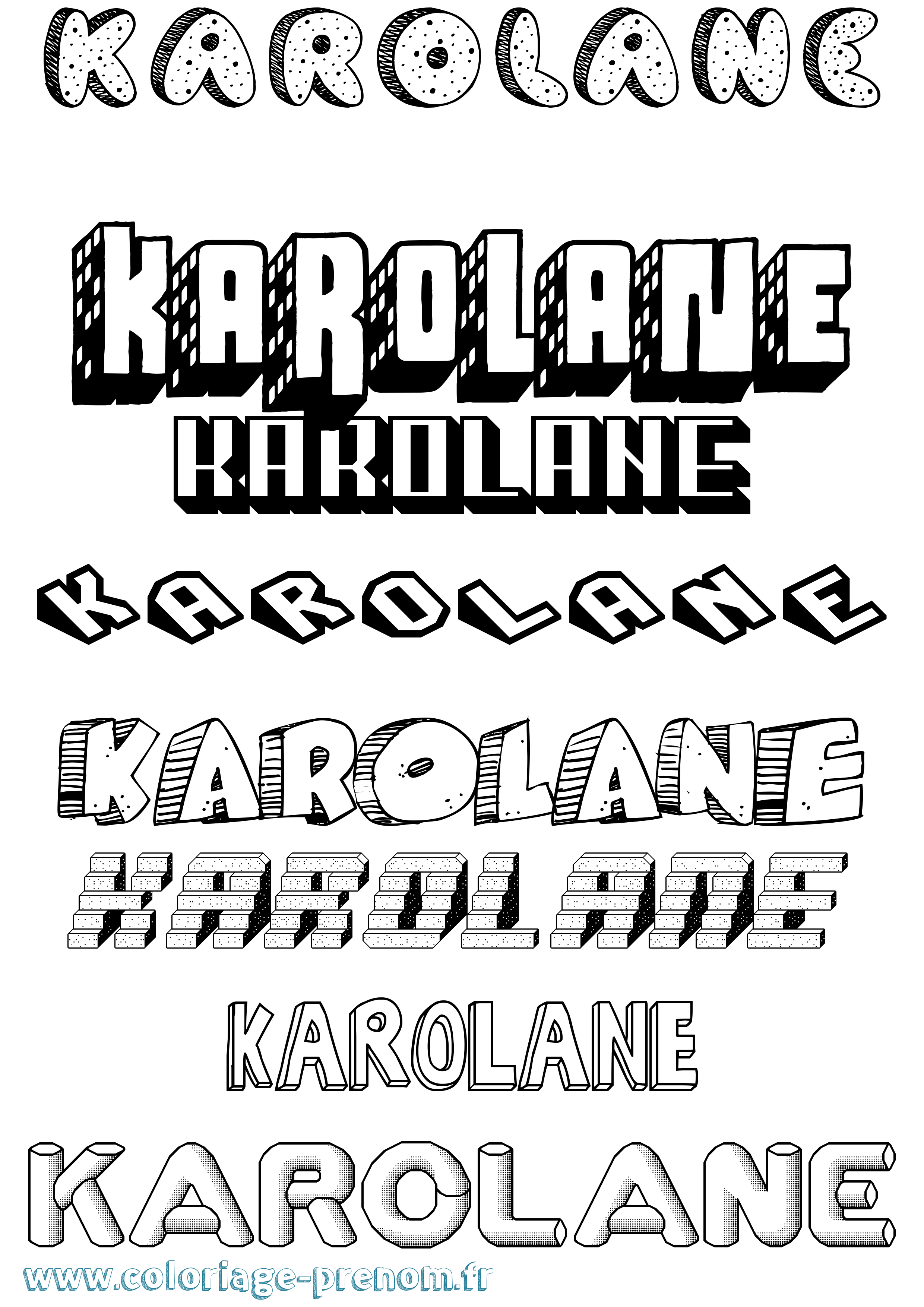Coloriage Karolane Effet 3D Coloriage prénom Karolane Effet 3D