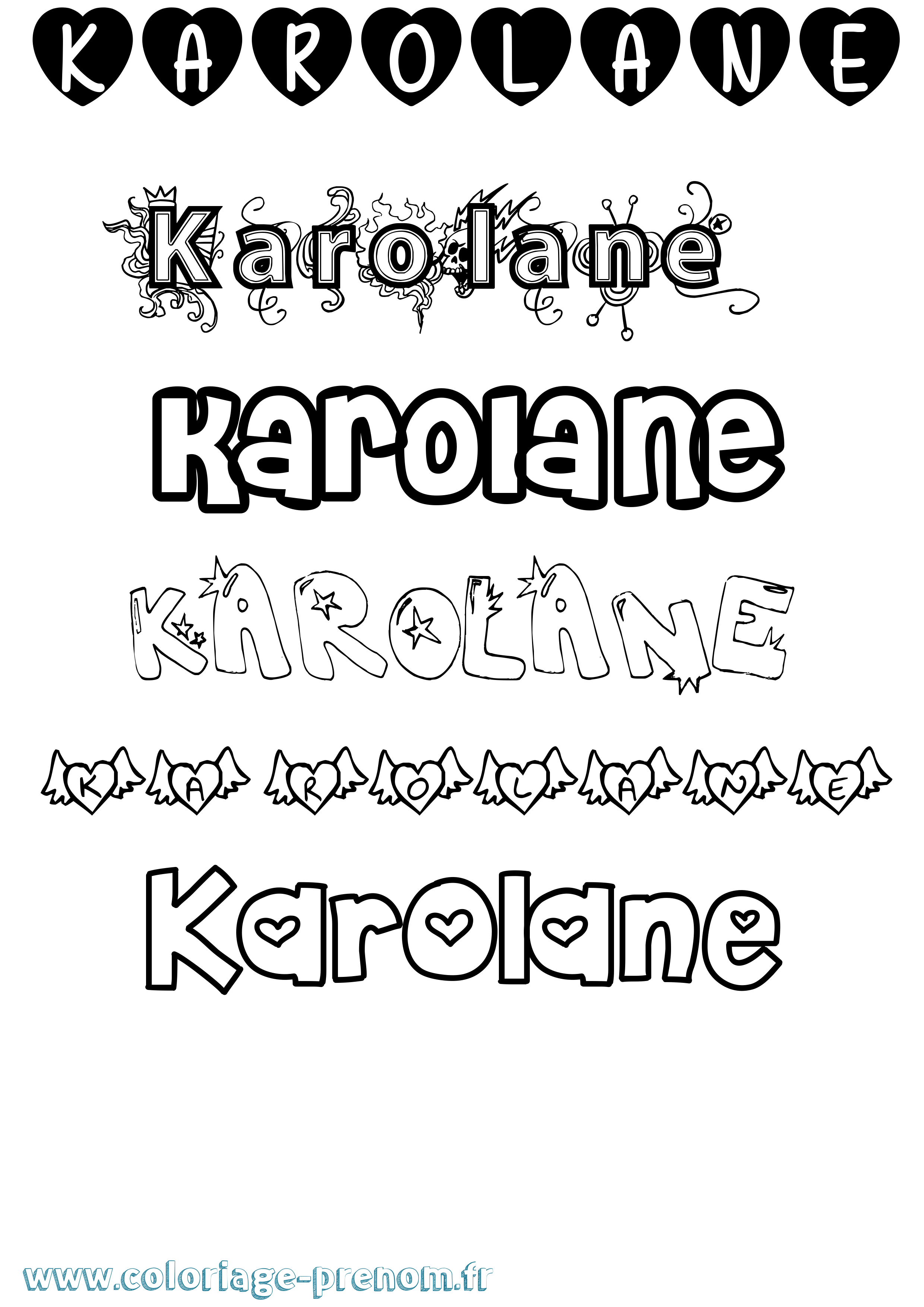 Coloriage Karolane Girly Coloriage prénom Karolane Girly