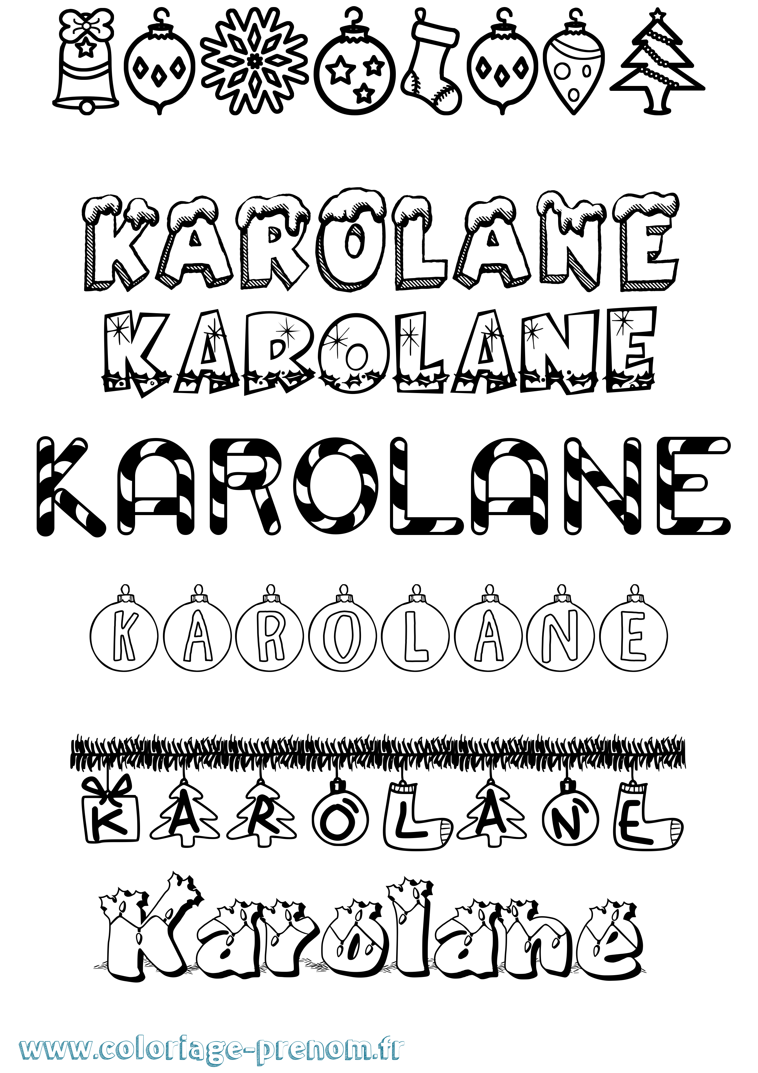 Coloriage Karolane Noël Coloriage prénom Karolane Noël