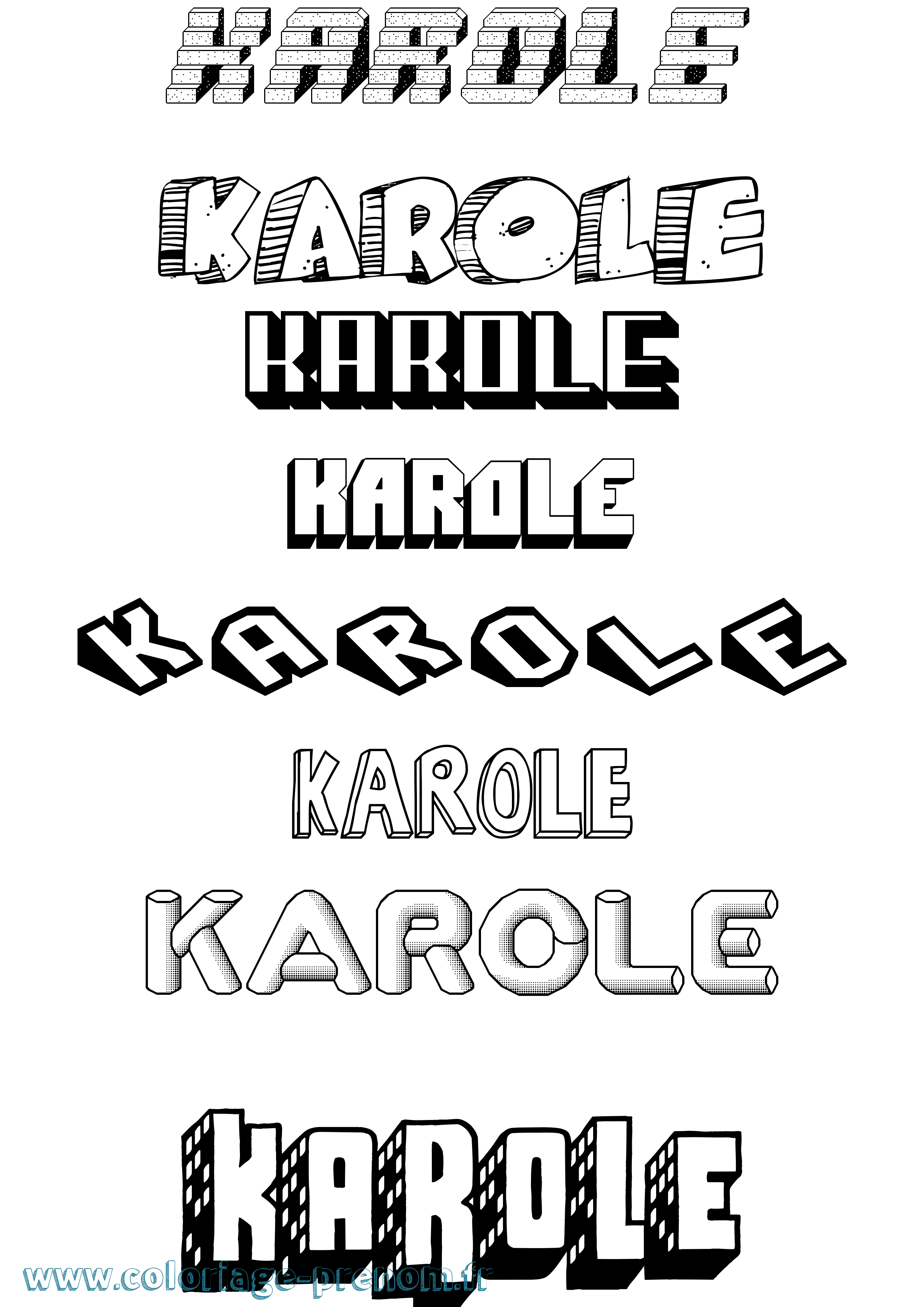 Coloriage Karole Effet 3D Coloriage prénom Karole Effet 3D