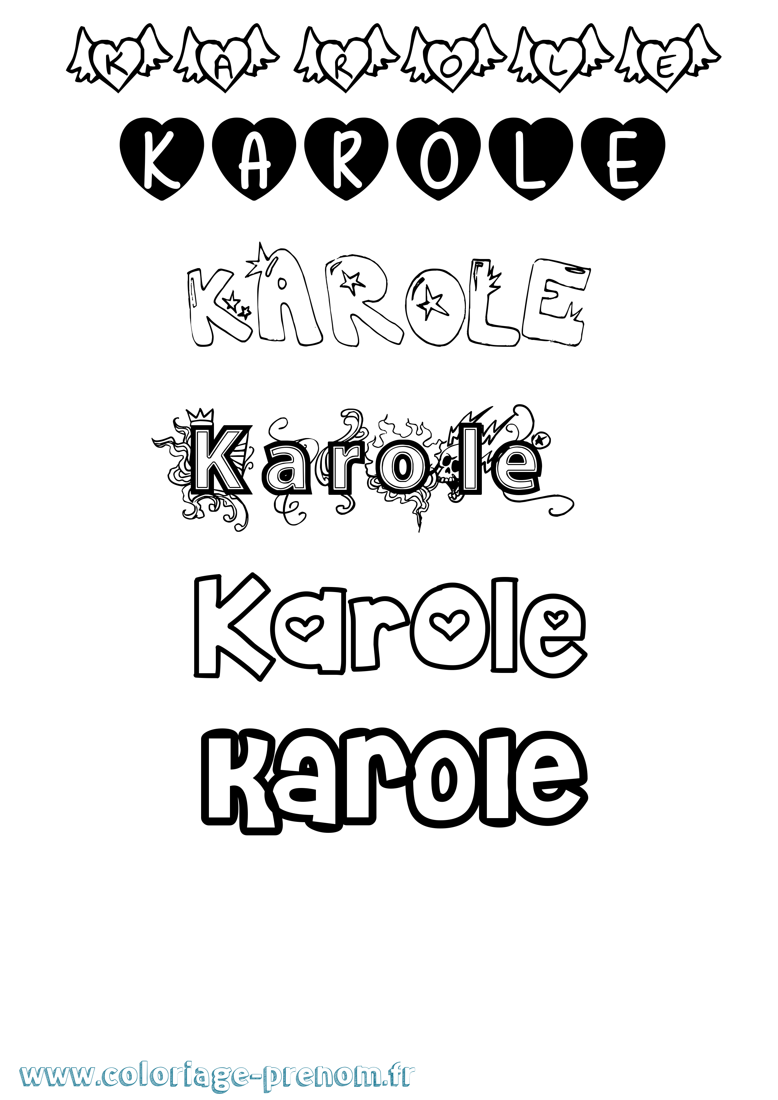Coloriage Karole Girly Coloriage prénom Karole Girly