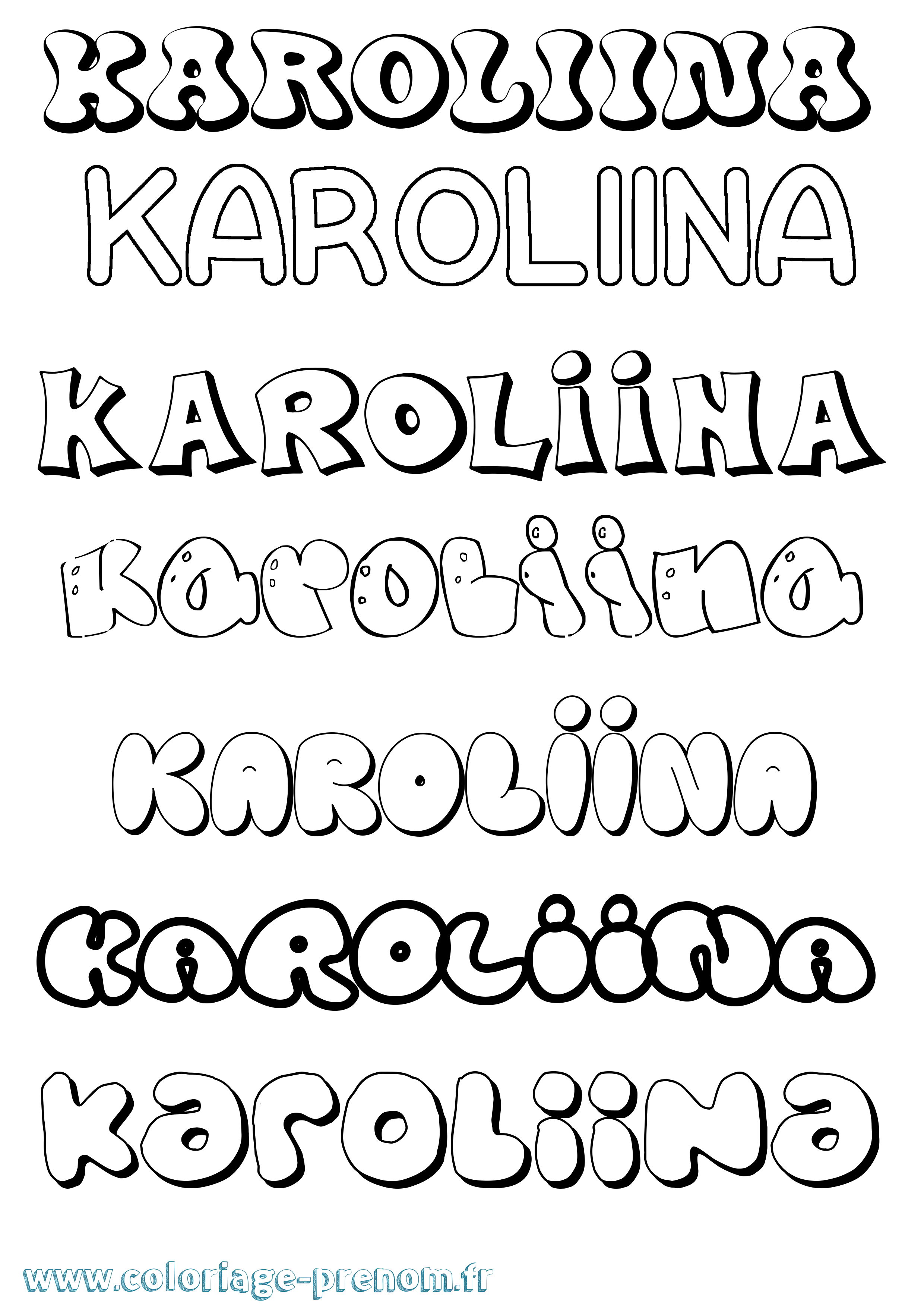 Coloriage Karoliina Bubble Coloriage prénom Karoliina Bubble
