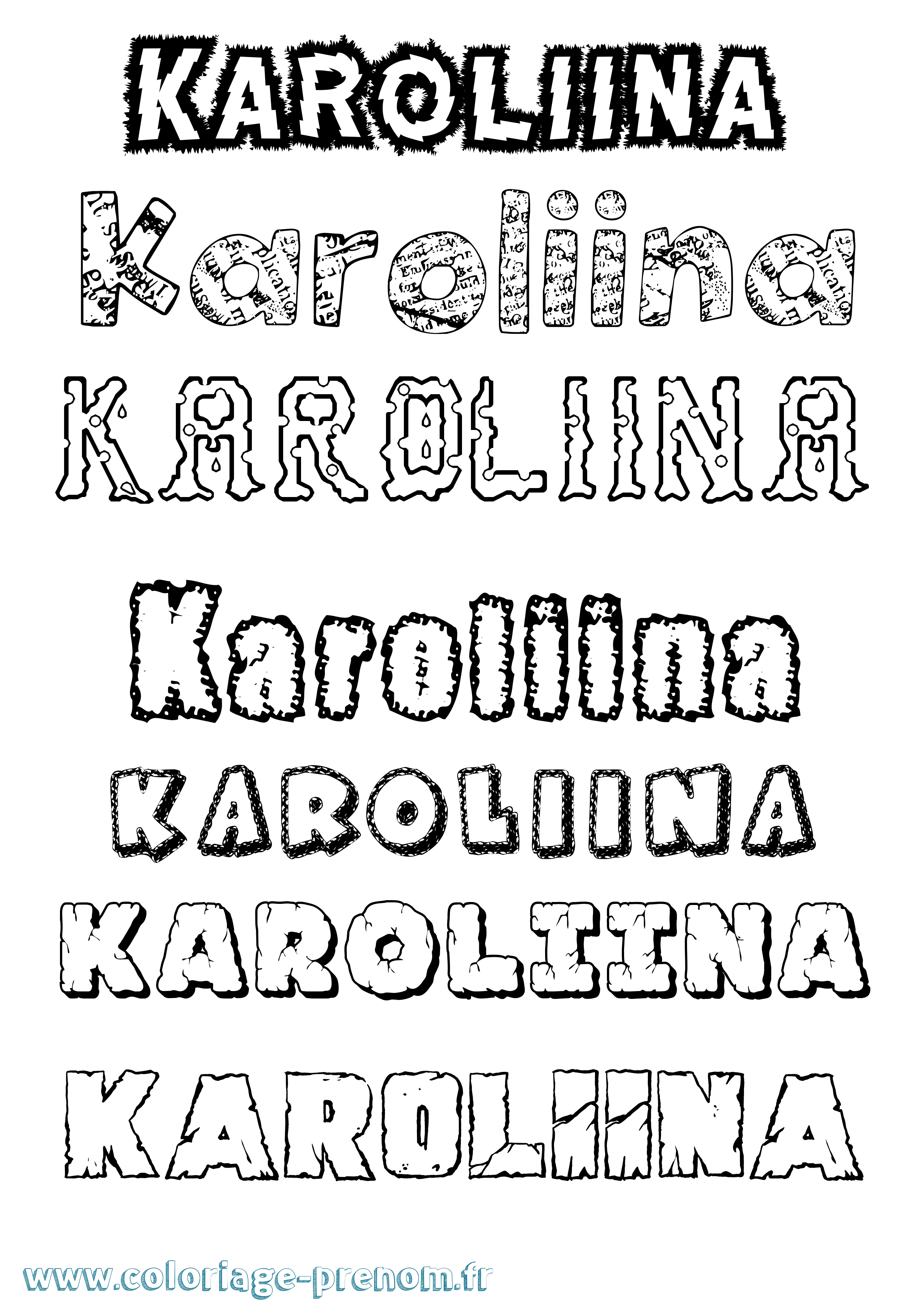 Coloriage Karoliina Destructuré Coloriage prénom Karoliina Destructuré