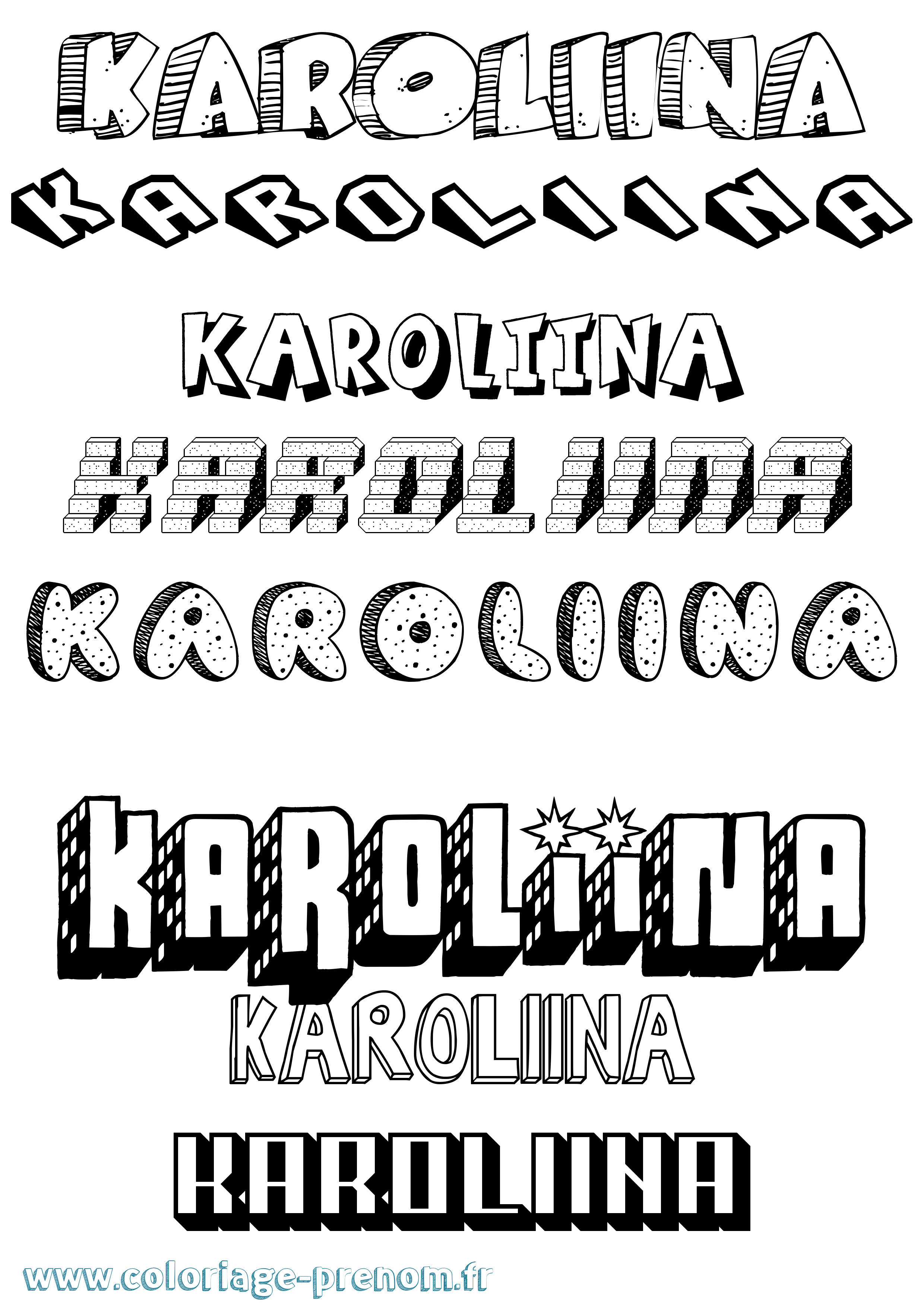 Coloriage Karoliina Effet 3D Coloriage prénom Karoliina Effet 3D