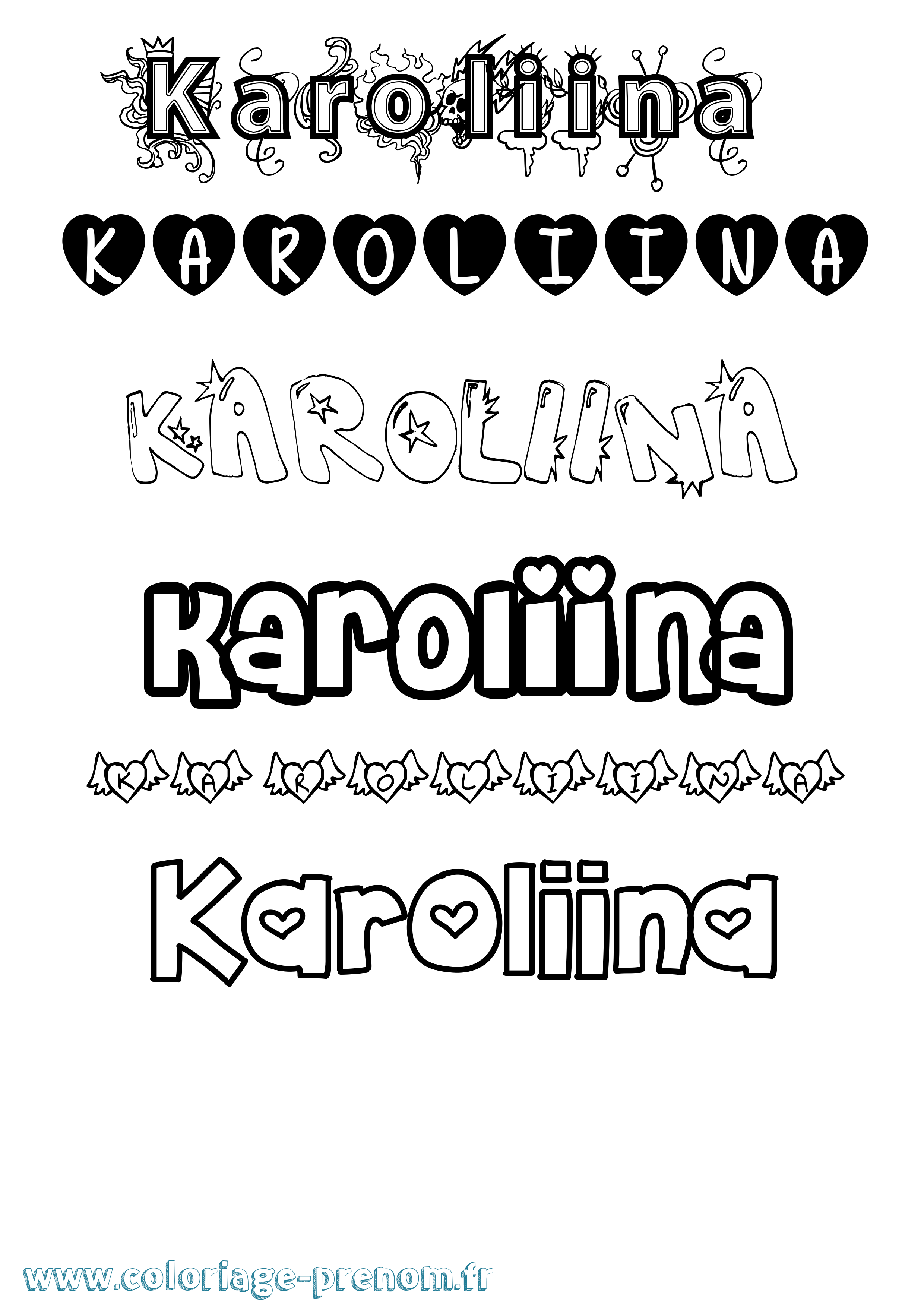 Coloriage Karoliina Girly Coloriage prénom Karoliina Girly