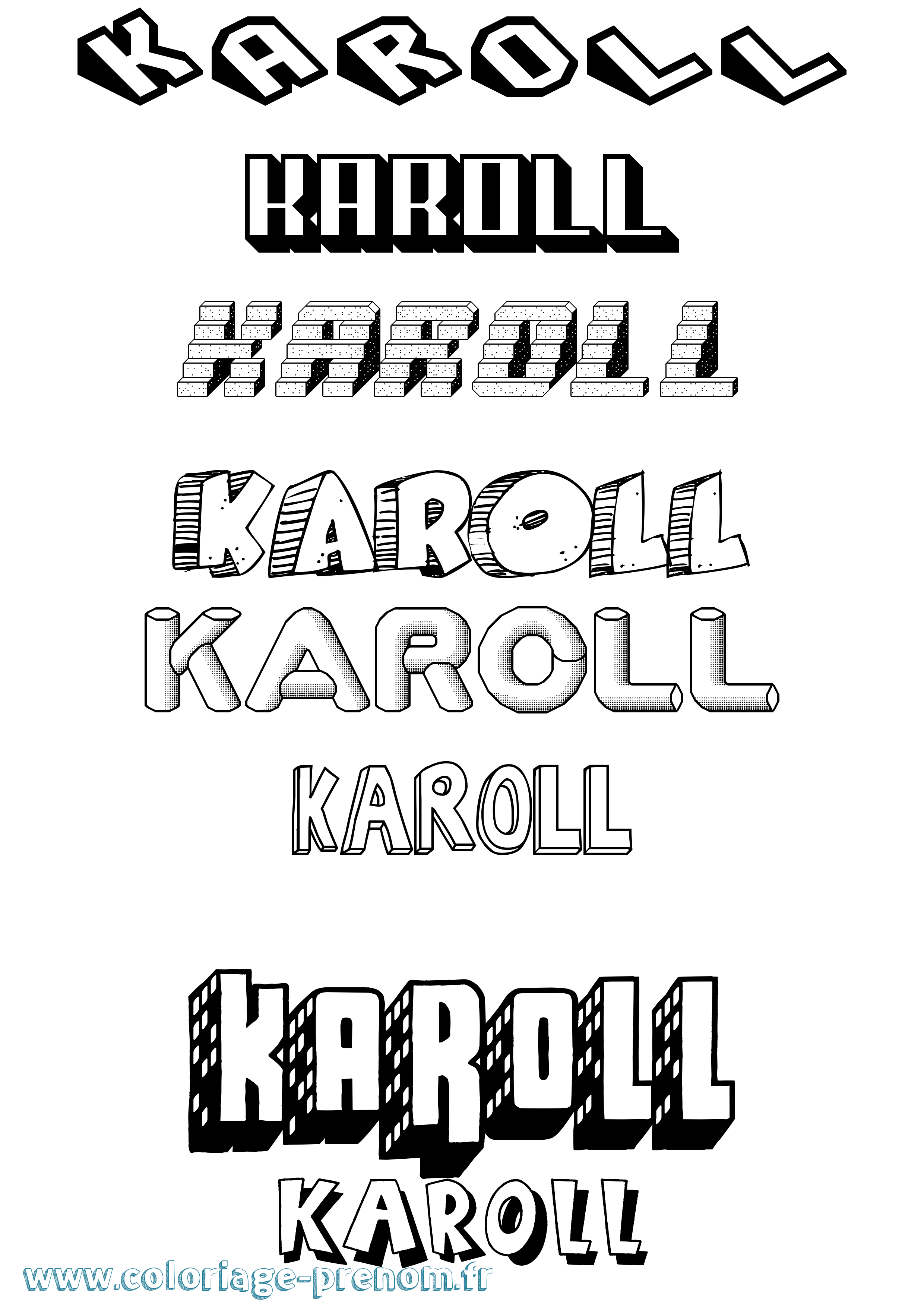 Coloriage Karoll Effet 3D Coloriage prénom Karoll Effet 3D